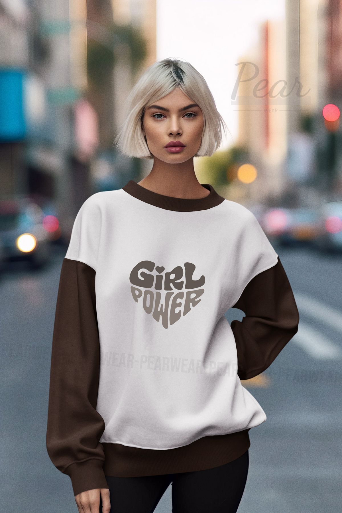 Pear Wear Girl Power Printed Colorful Sweatshirt Women s Oversize