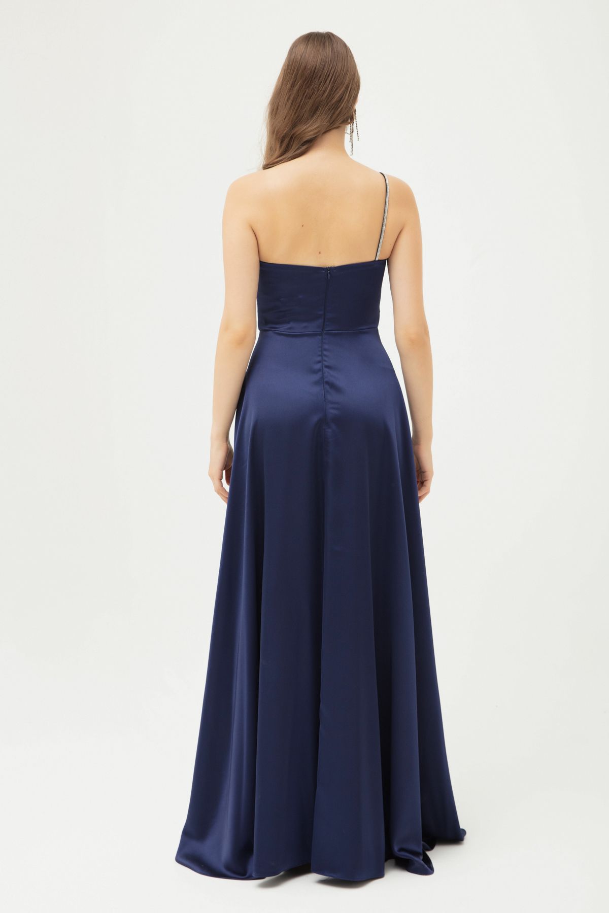 Dark blue shop satin dress