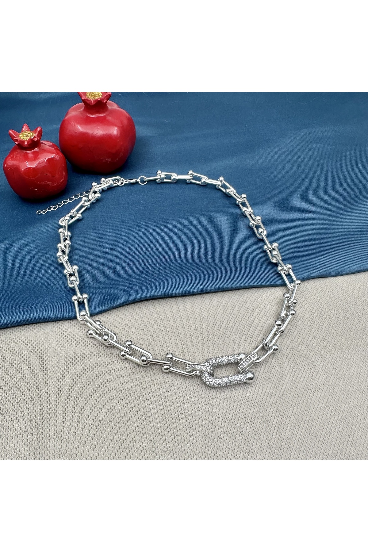 Kadın Çelik Tiffany Model Zincir Zirkon Taşlı Kolye 3