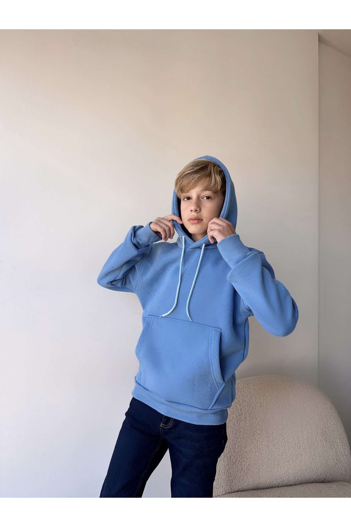 C&C OKULCUNUZ Boy's 3 Thread Hooded Sweatshirt Hoodie