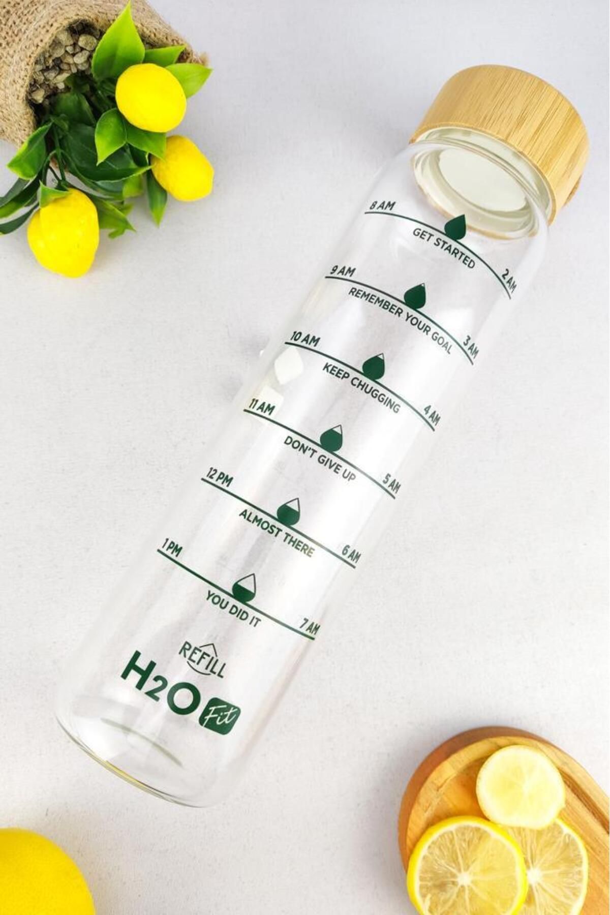 Digithome-H2o Fit Glass Flask with Bamboo Lid 1000 ml - H2o75992 C1-1-18 2