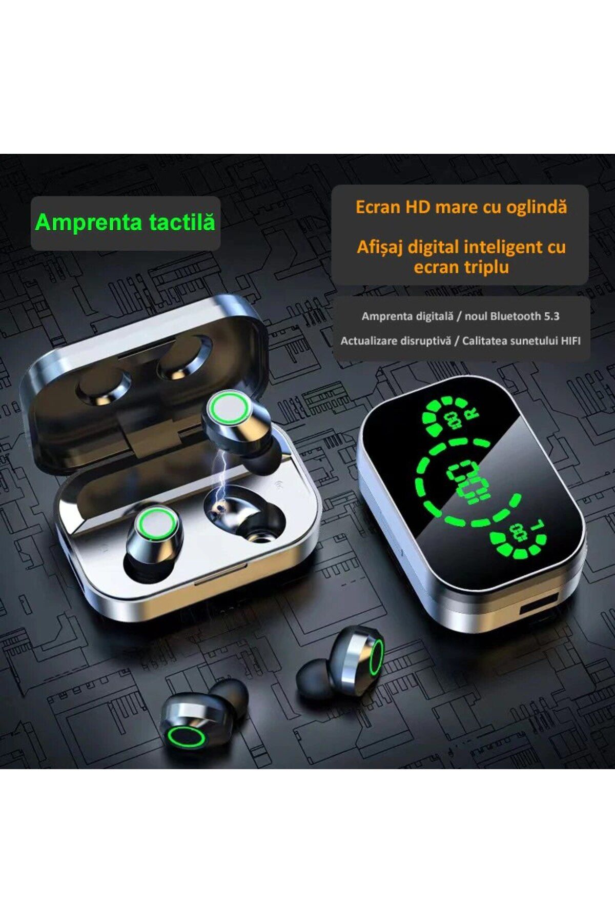 UCUZTEKNO Powerbankli yüksek sesli aynalı Dijital göstergeli bluetooth kulaklık Yd03