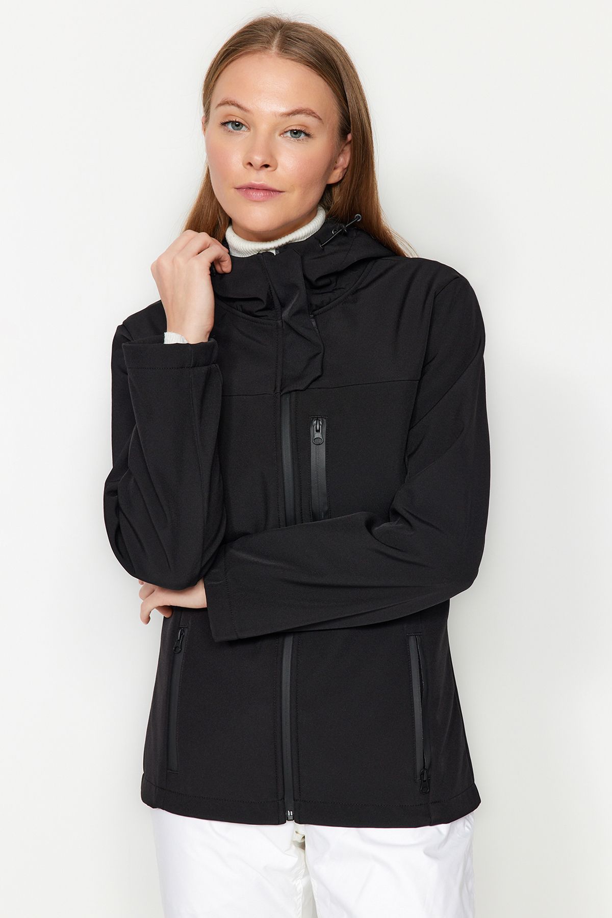 Trendyol Collection-Winter Essentials/Ski Collection Schwarzer wasserdichter Fleecemantel mit Kapuze TWOAW24MO00249 7