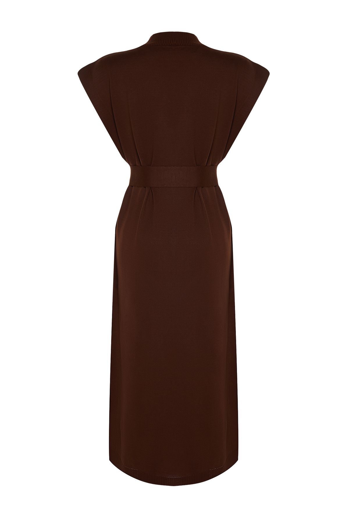 Trendyol Modest-Tmavě hnědé knoflíčky Detailní pletené svetrové šaty TCTAW24UV00038 8
