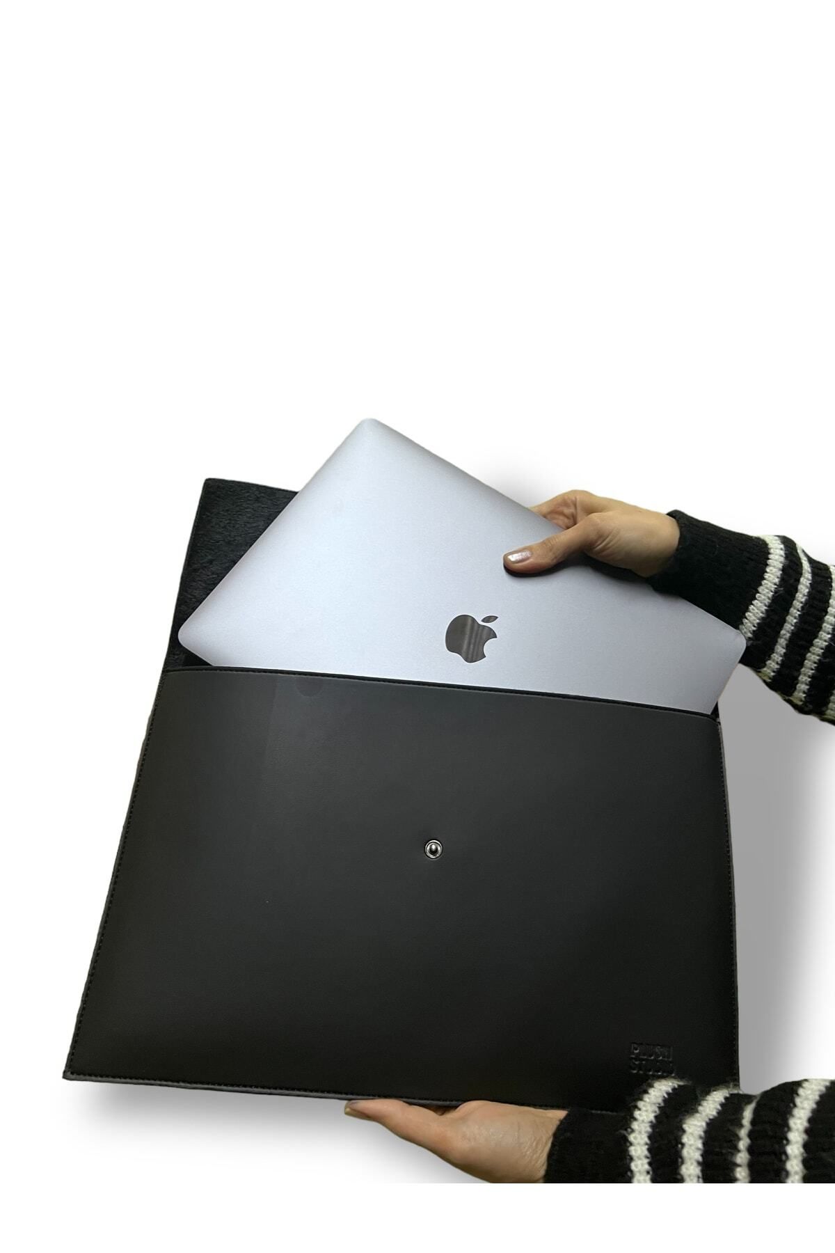 PLUSH STUDIO-، Ledcase 13.3-14 بوصة حقيبة كمبيوتر (جلد + قطيفة) مجلد أسود إلى أسود، حافظة 4
