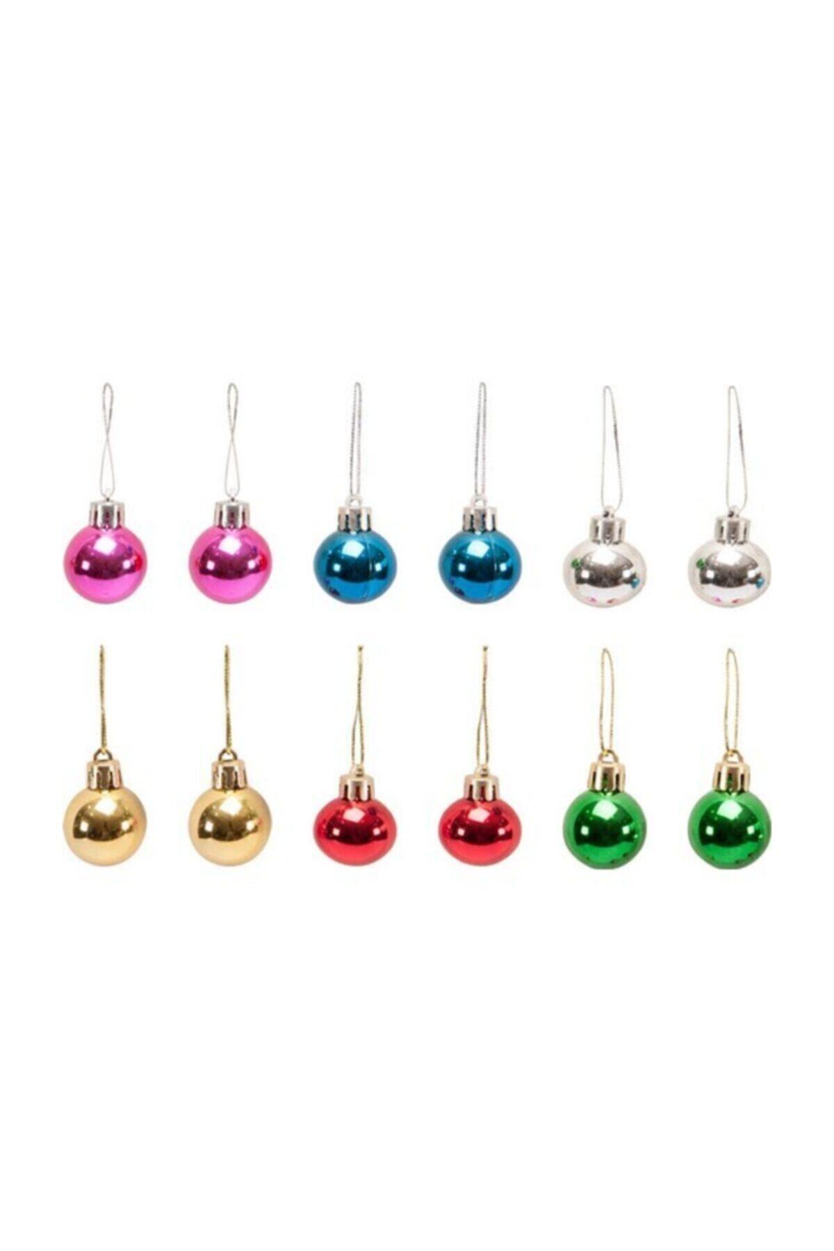 Happyland Yılbaşı Çam Ağacı Süsü Renkli Top 3 Cm 12'li