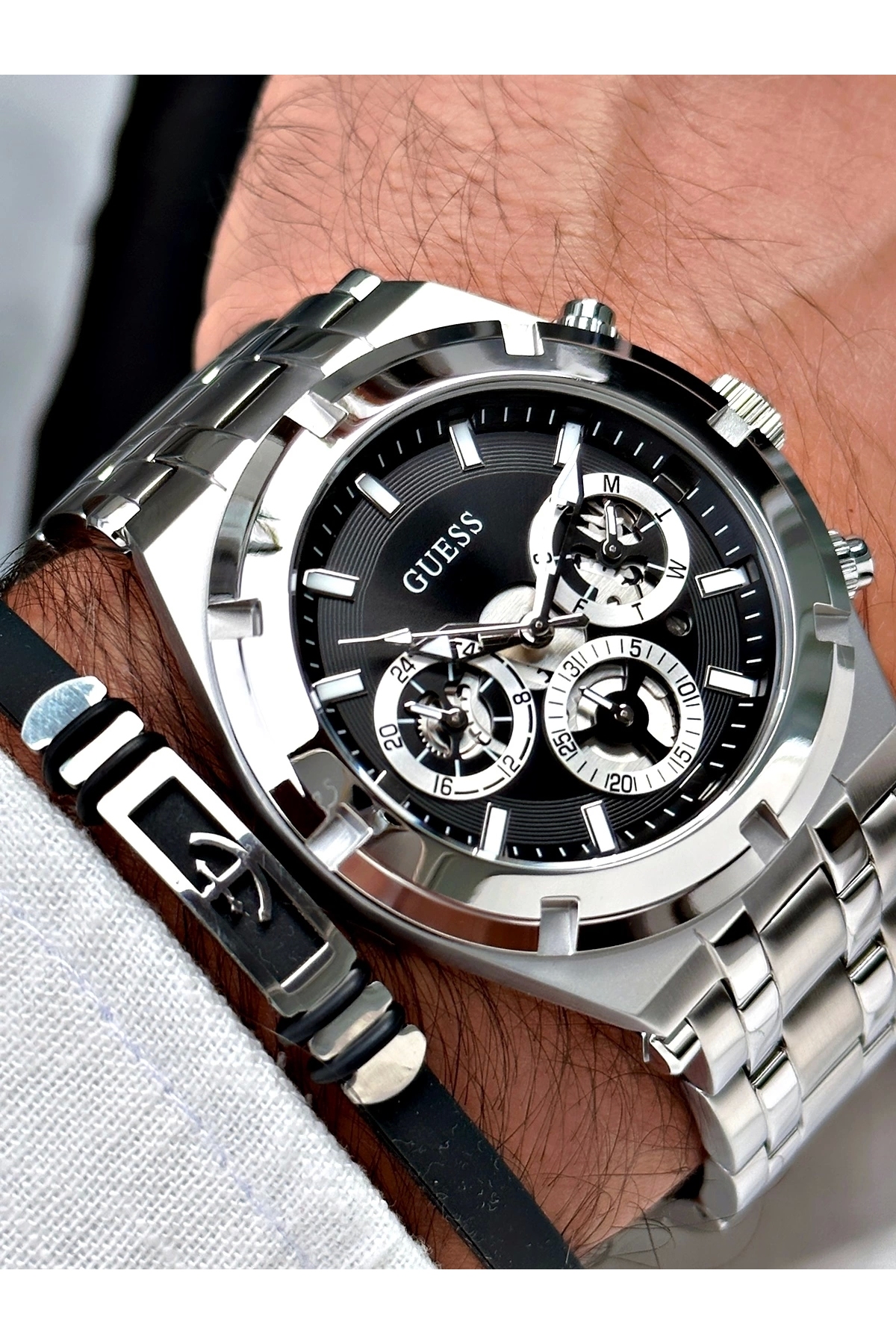ساعت مردانه خاکستری گسGuess | P5089S9014 اورجینال - تصویر 4