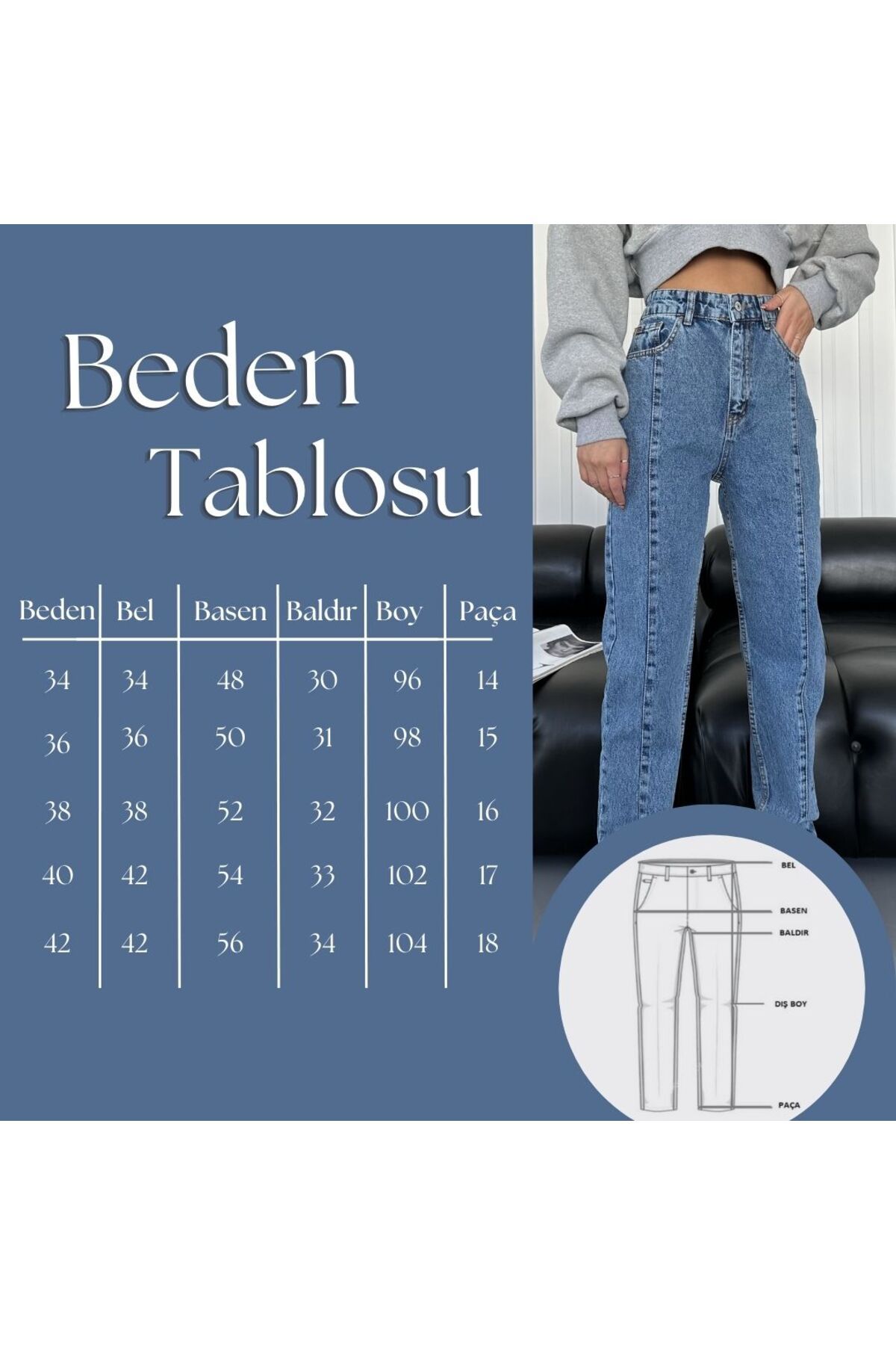 Fiori Pieced Mom Fit Jean Trendyol