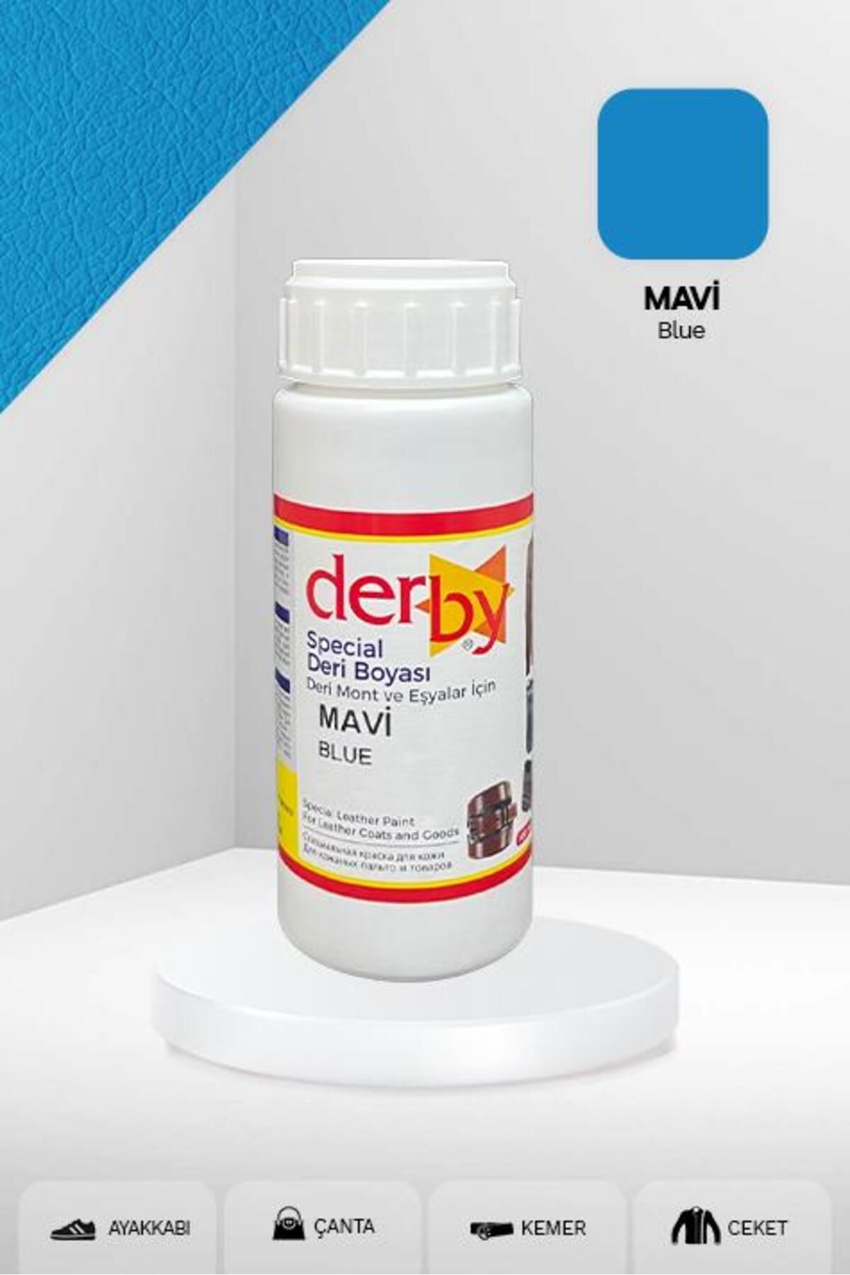 Derby Special Mavi Deri Boyası 100 ml / Mont Eşya Çanta Kemer Cüzdan Ayakkabı Deri Boyası