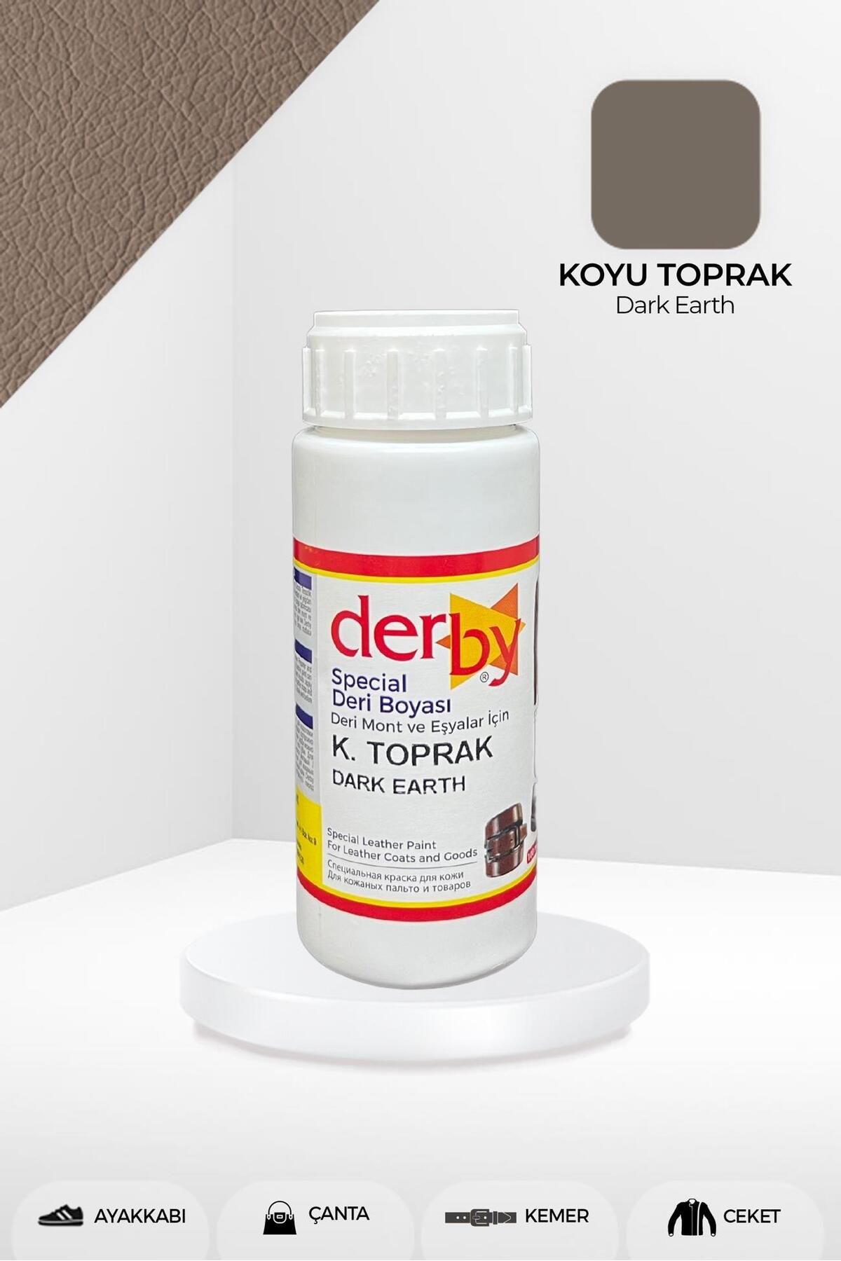 Derby Special Koyu Toprak Deri Boyası 100 ml / Mont Eşya Çanta Kemer Cüzdan Ayakkabı Deri Boyası