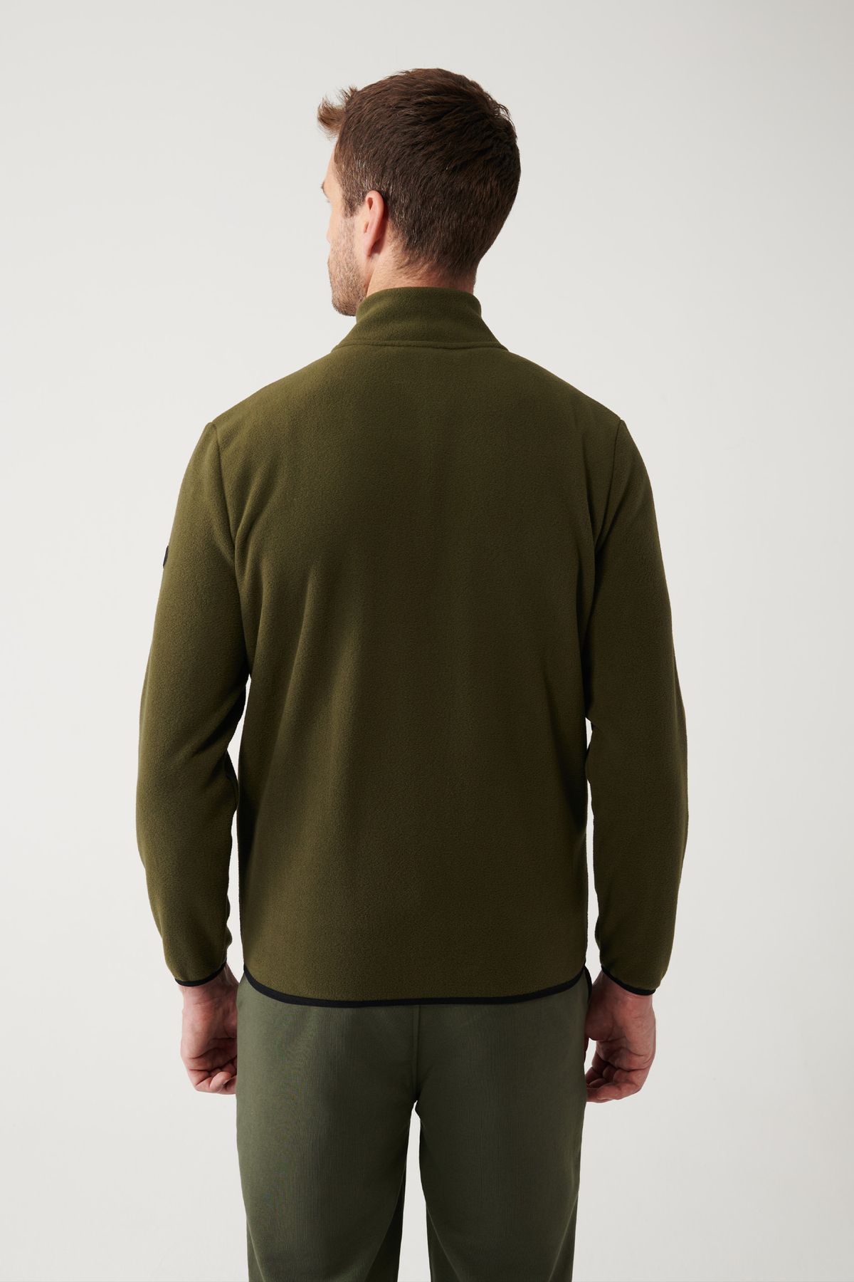 Avva زیپ یقه ایستاده خاکی مردانه مقاوم در برابر سرما با تناسب استاندارد ژاکت پشمی برش معمولی E001069