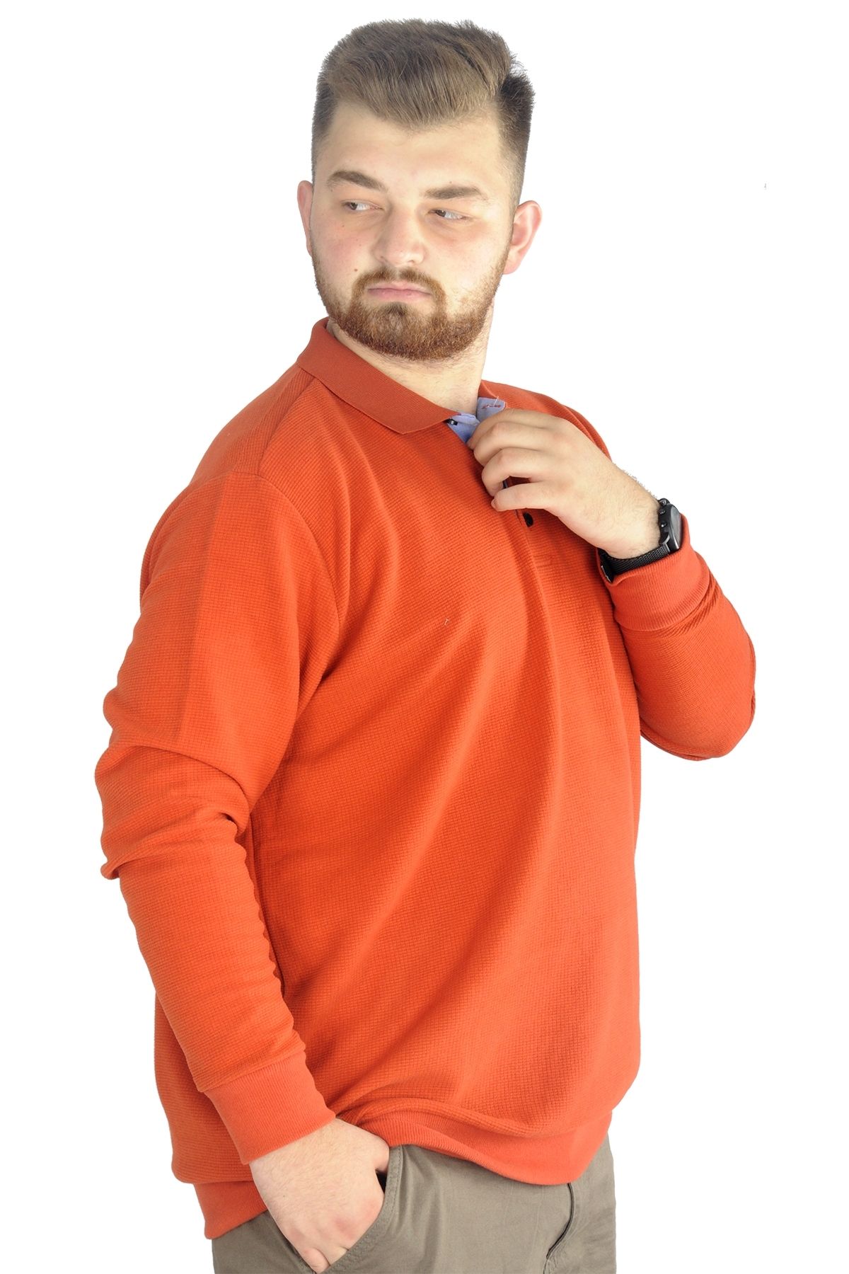 Modexl Plus Size Sweatshirt Orange Plus Size Trendyol