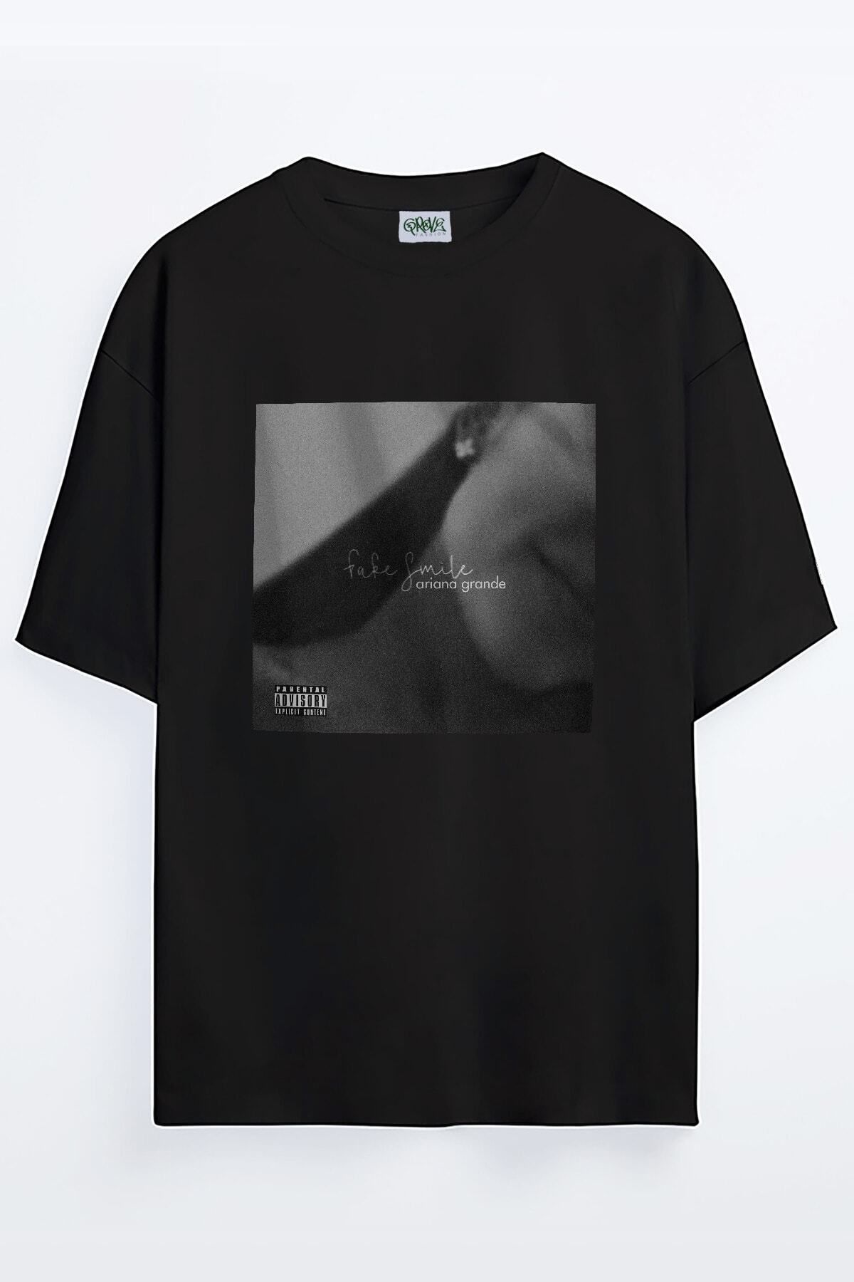 Grove Fashion-Unisex oversize tričko Ariana Grande Fake Smile Printed 1