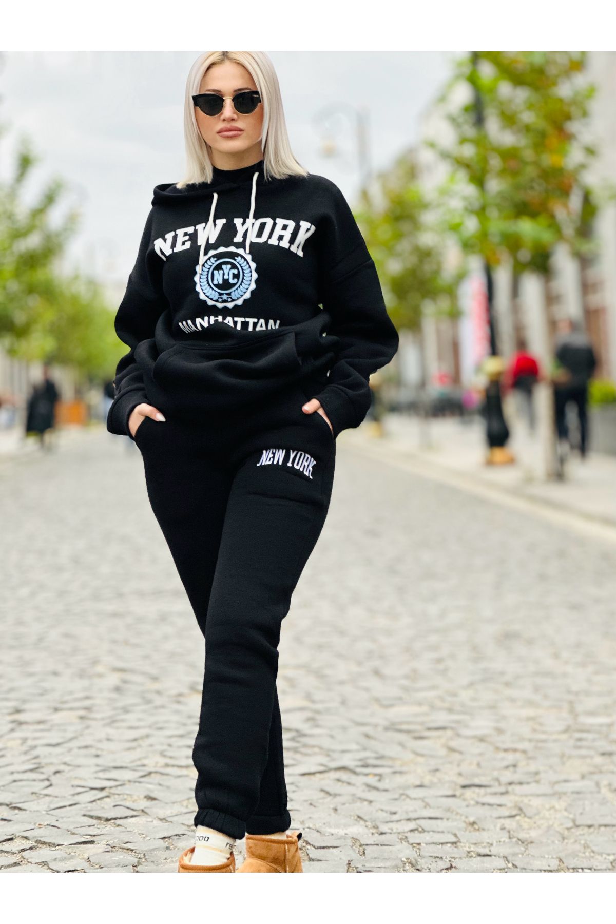 Multi Polo Sweatsuit set Black Regular fit Trendyol