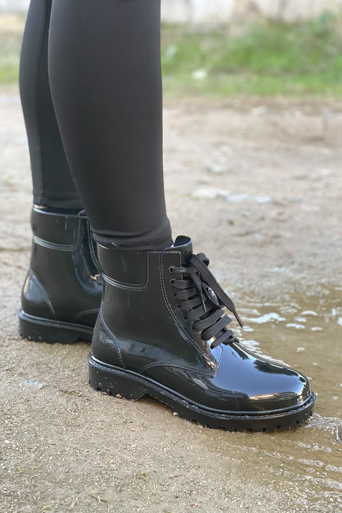 Lace up ankle rain boots store