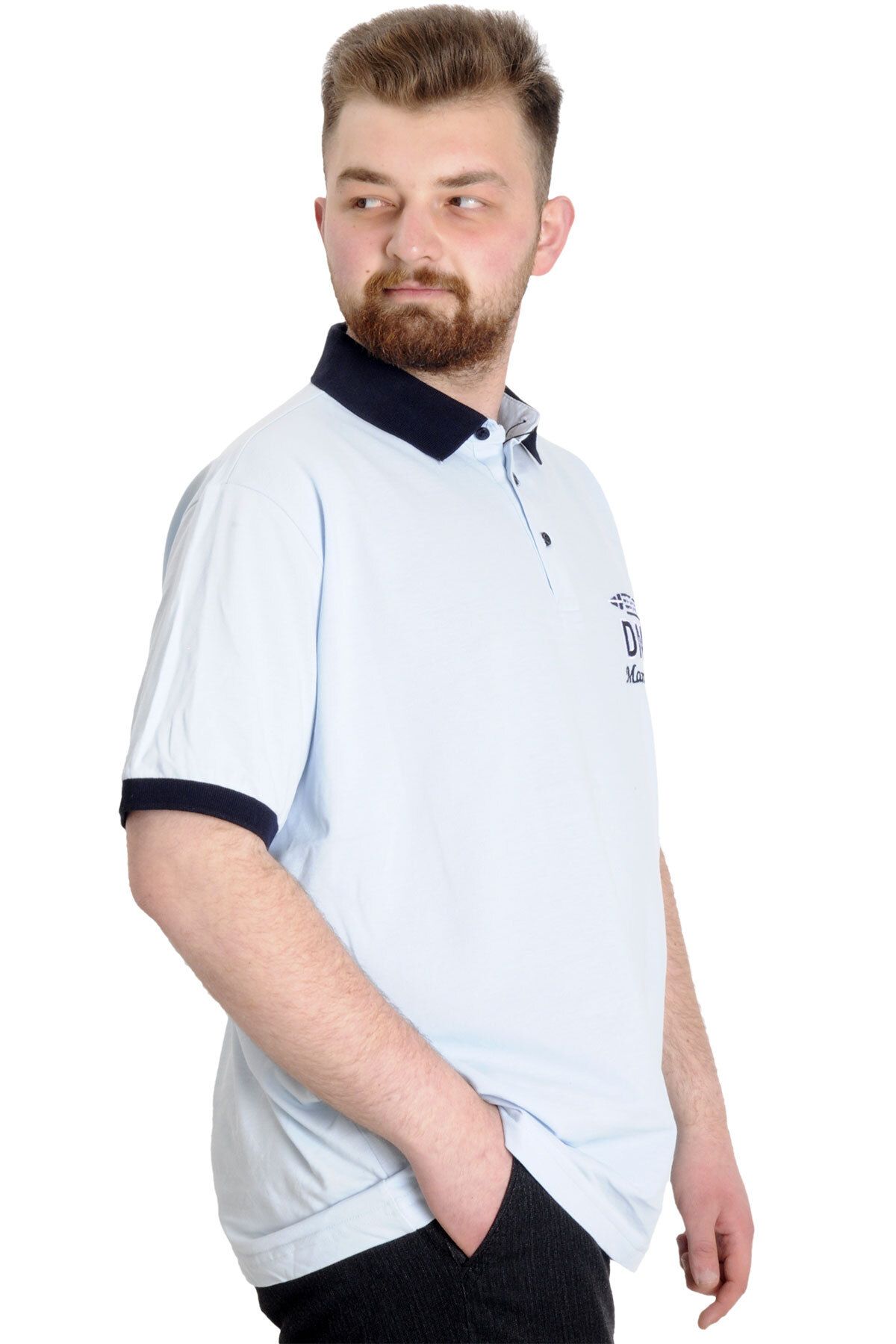 ModeXL-Ανδρικό μπλουζάκι πόλο Mode Xl Large Size Dnm 23343 Μπλε 3