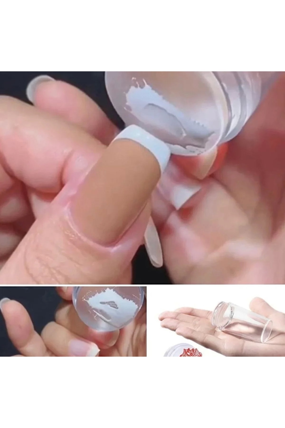 Silikon Oje Şekillendiricisi, Tırnak Süs Damgalama Aleti, French Nail Stamper — سفید YeniGeldi0004