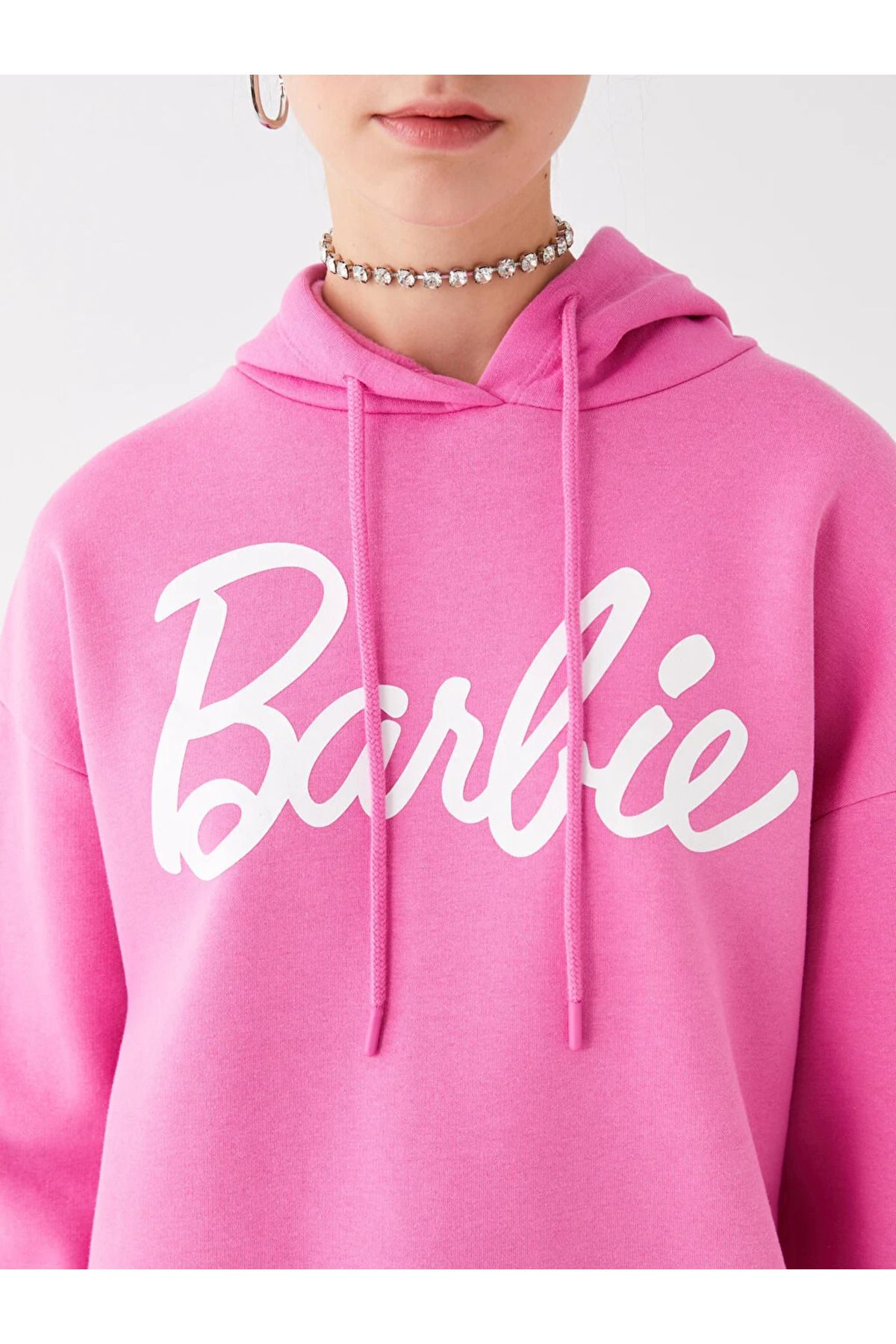 LC Waikiki LCW Casual Barbie Bask l Uzun Kollu Oversize Kad n Hoodie