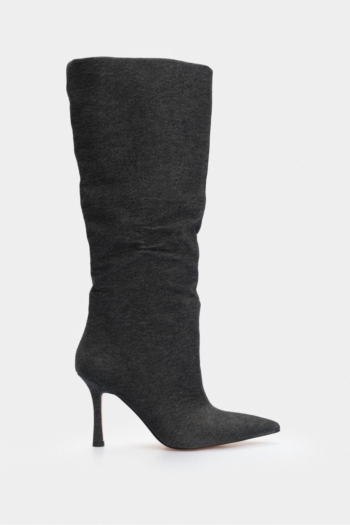 Denim high heel boots store