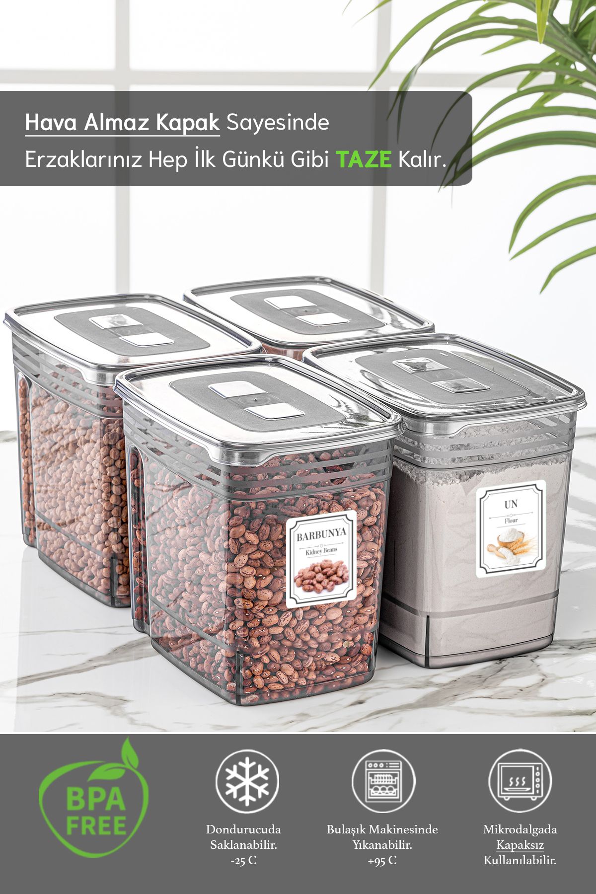 Meleni Home-5-Piece Mega Size 5.5 Liter Flour Container - Pulses Storage Container - Lena Multi-Purpose Material Box Food Container 2