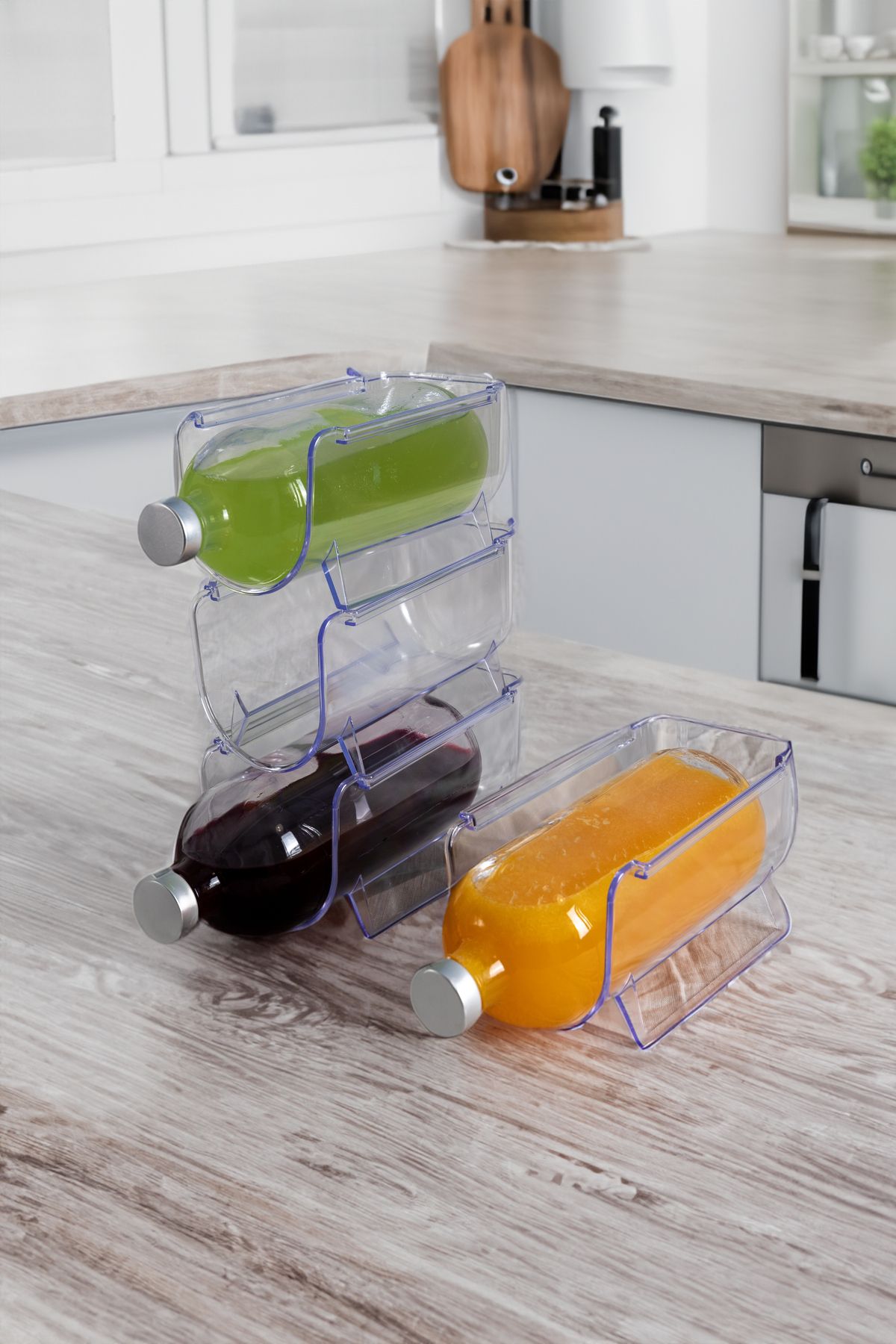 BRAMBLE LIFE-Organizator de sticle transparent stivuibil cu straturi Organizator de băuturi 3 bucăți - Colecția Crystal 5