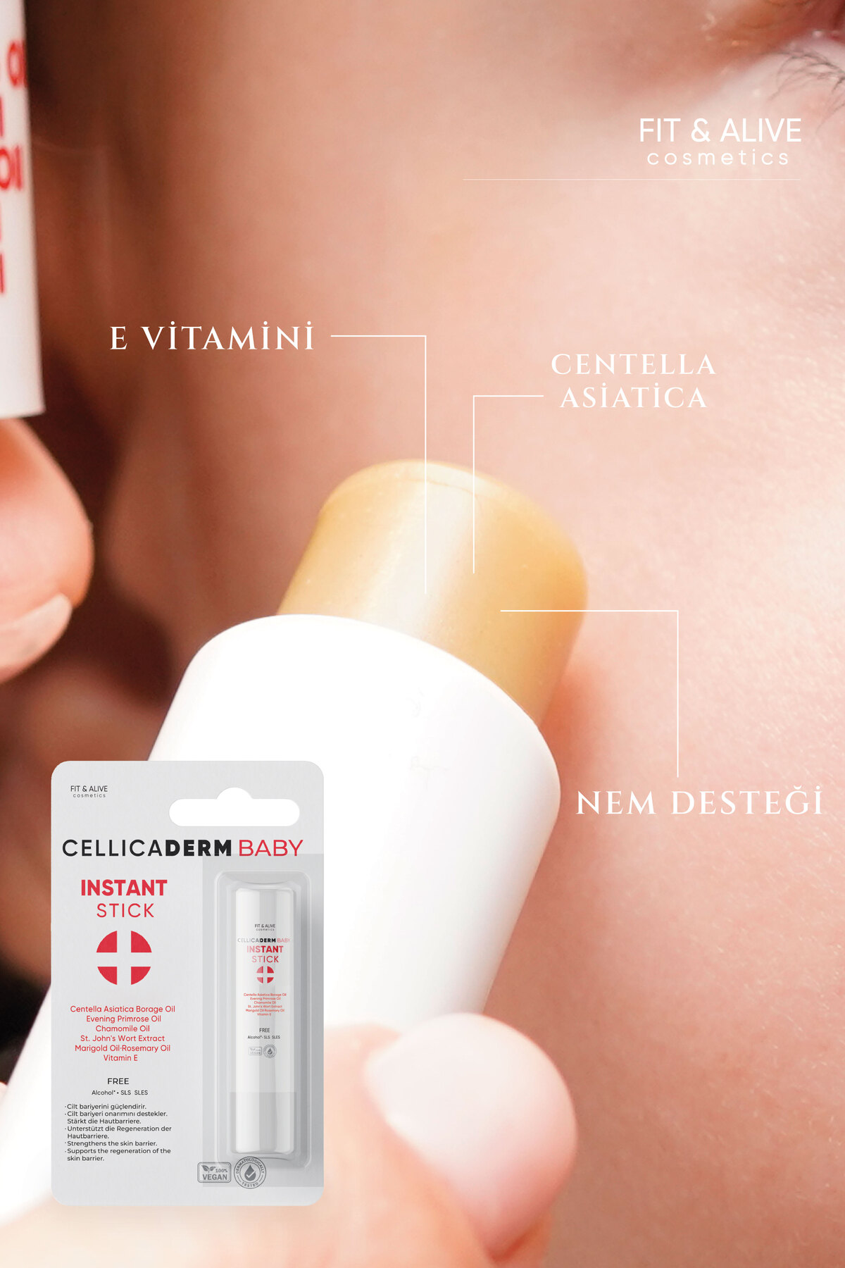 Fit & Alive Fitalive Cellicaderm Baby Instant Stick - Doğal Stick fotoğrafı 4 (önizleme)