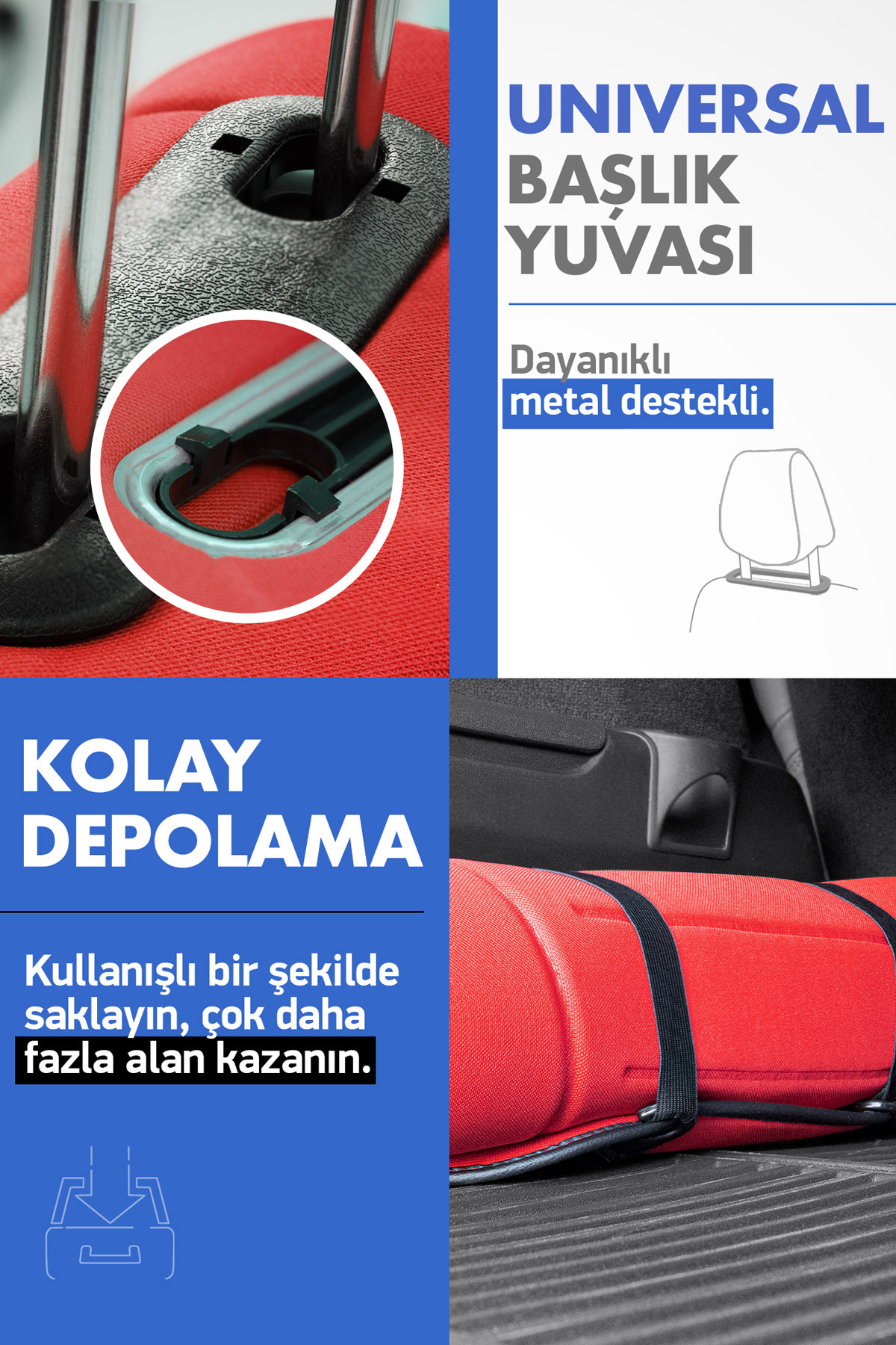 Otom Active Line Design Koruyucu Oto Koltuk Minderi - Kırmızı fotoğrafı 5 (önizleme)