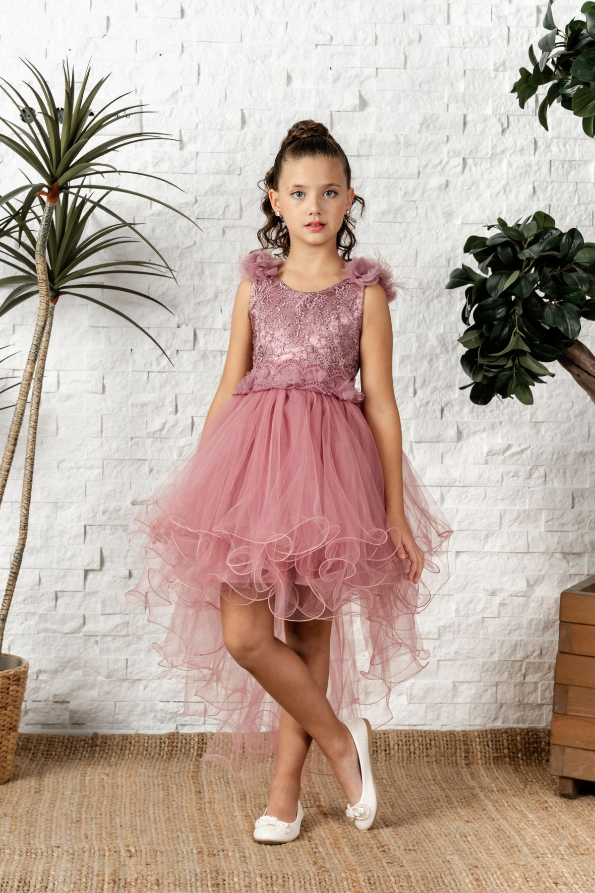 Merto lu Baby Evening Prom Dress Pink Ruffle hem Trendyol