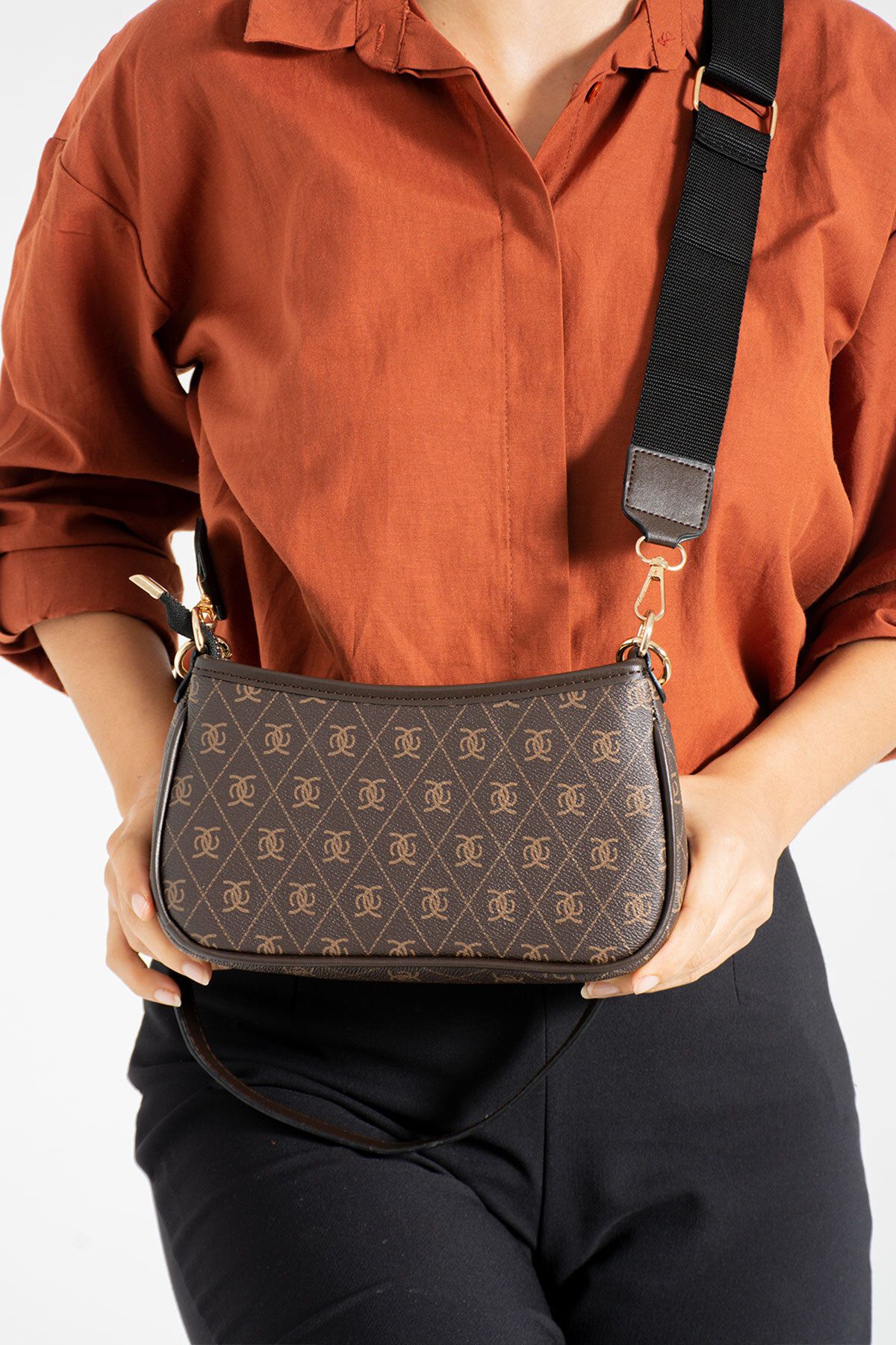 NB BAGS NBI BAGS New Season Hand and Shoulder Bag Adjustable Cross Strap Patterned Stylish Minimal Bag