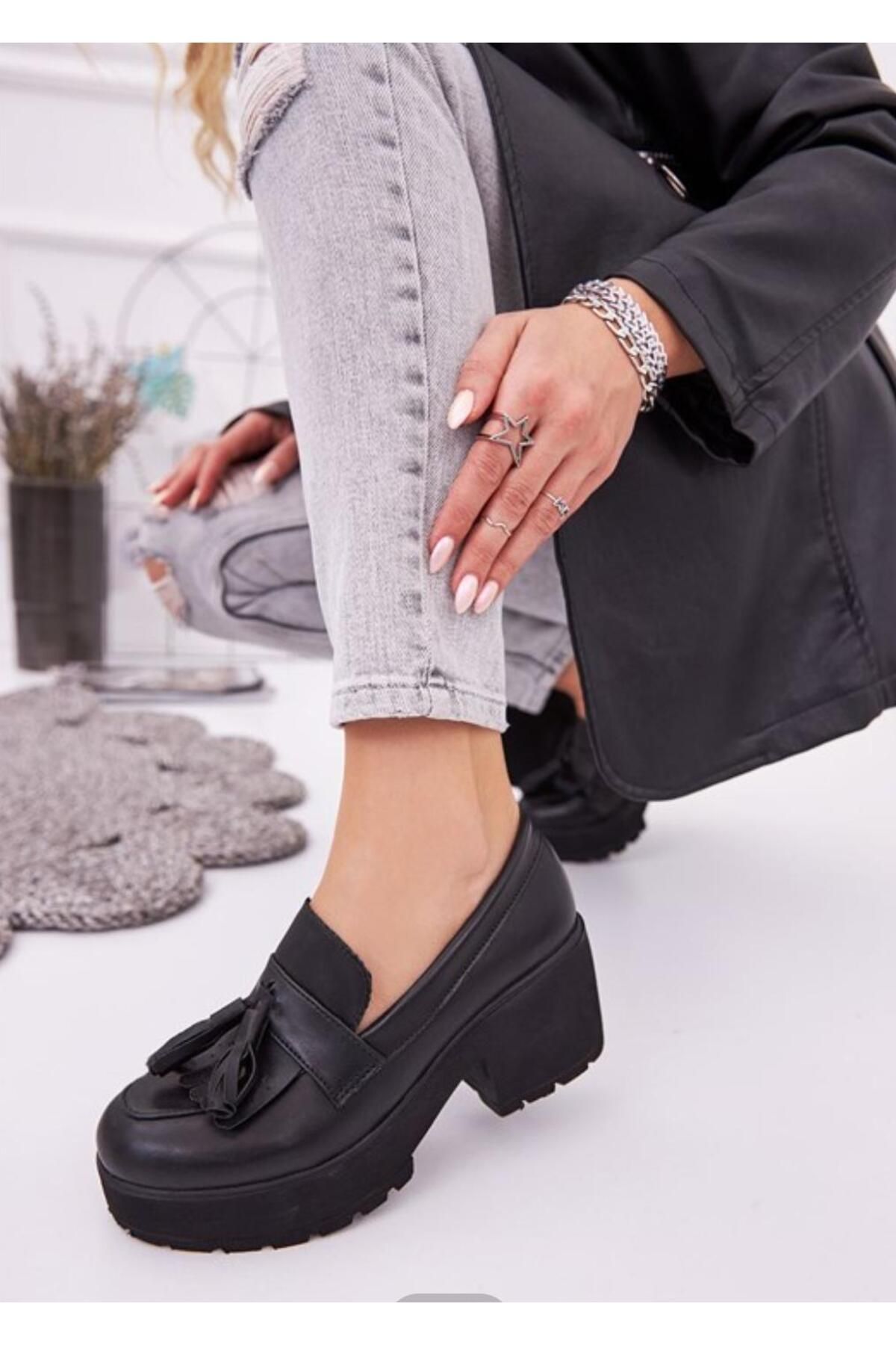 Black wedge loafers outlet
