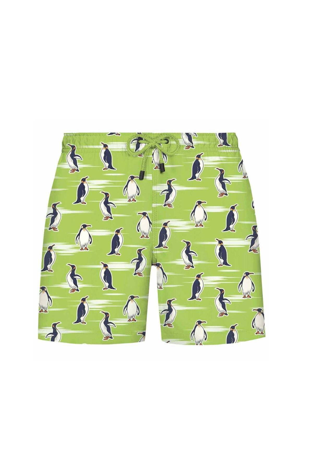 WESTMARK LONDON Green Penguin Printed Regular Fit Boys Swim Shorts Kids Wman mal Penguin Trendyol