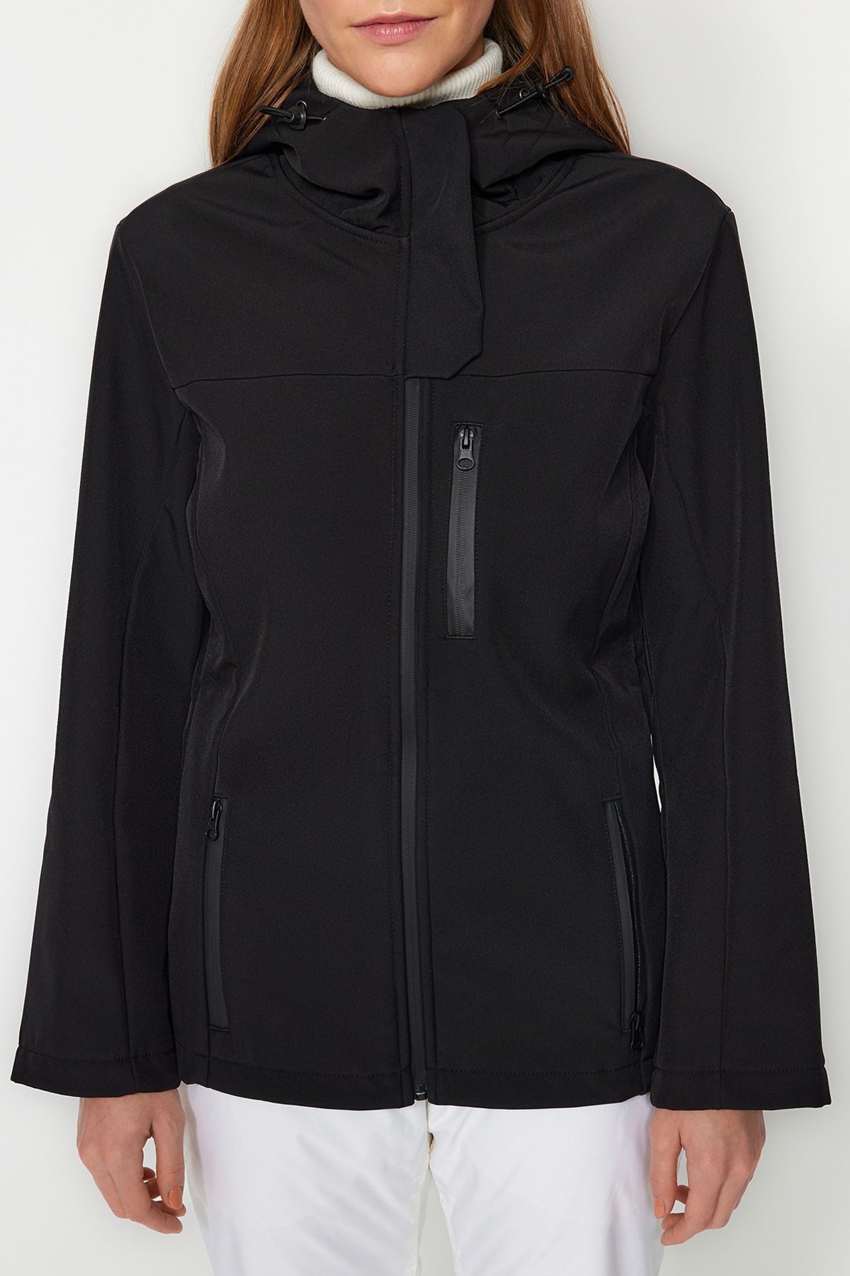 Trendyol Collection-Winter Essentials/Ski Collection Schwarzer wasserdichter Fleecemantel mit Kapuze TWOAW24MO00249 5