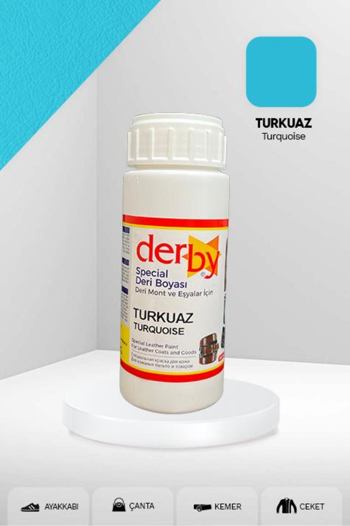 Derby Special Turkuaz Deri Boyası 100 ml / Mont Eşya Çanta Kemer Cüzdan Ayakkabı Deri Boyası