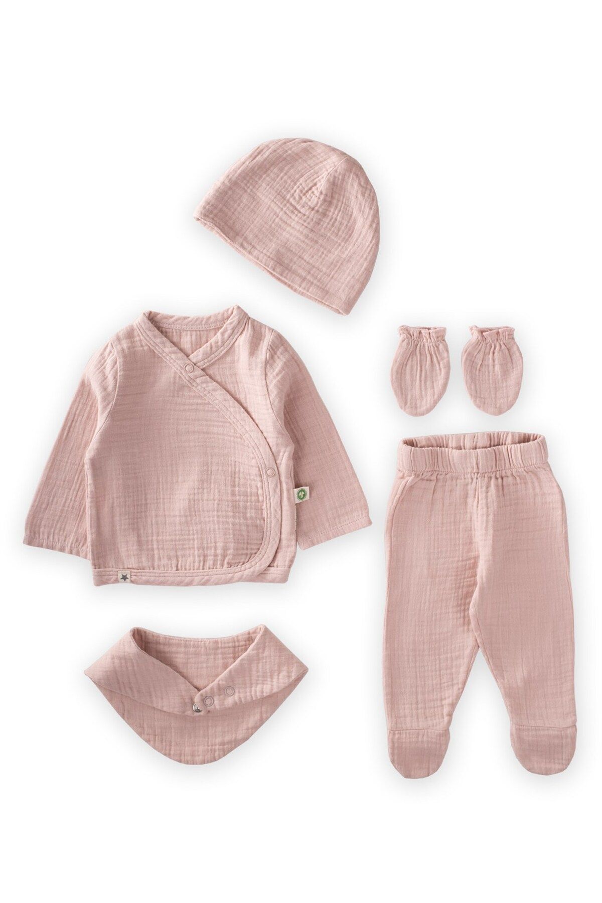 Cigit Organic Hospital Released Baby Set 0-3 Months Powder Pink