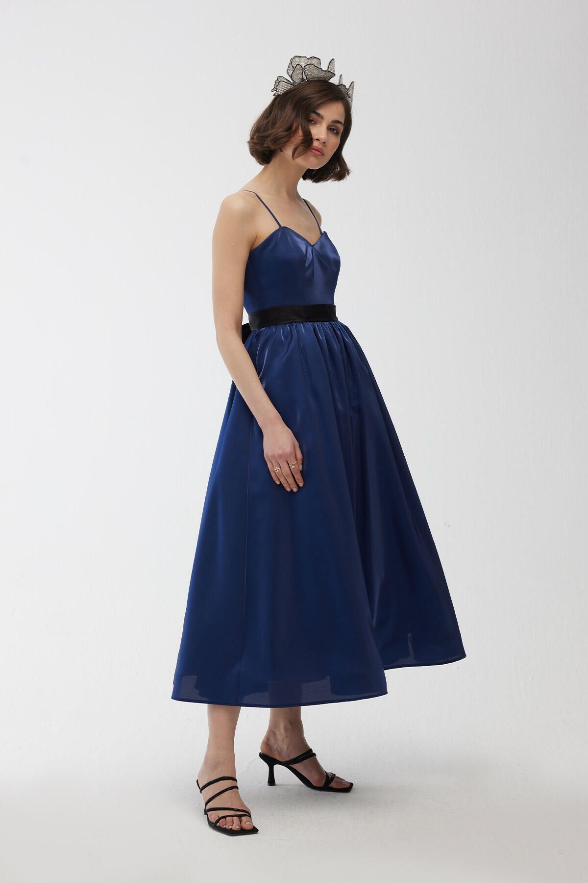Dark blue strapless dress on sale