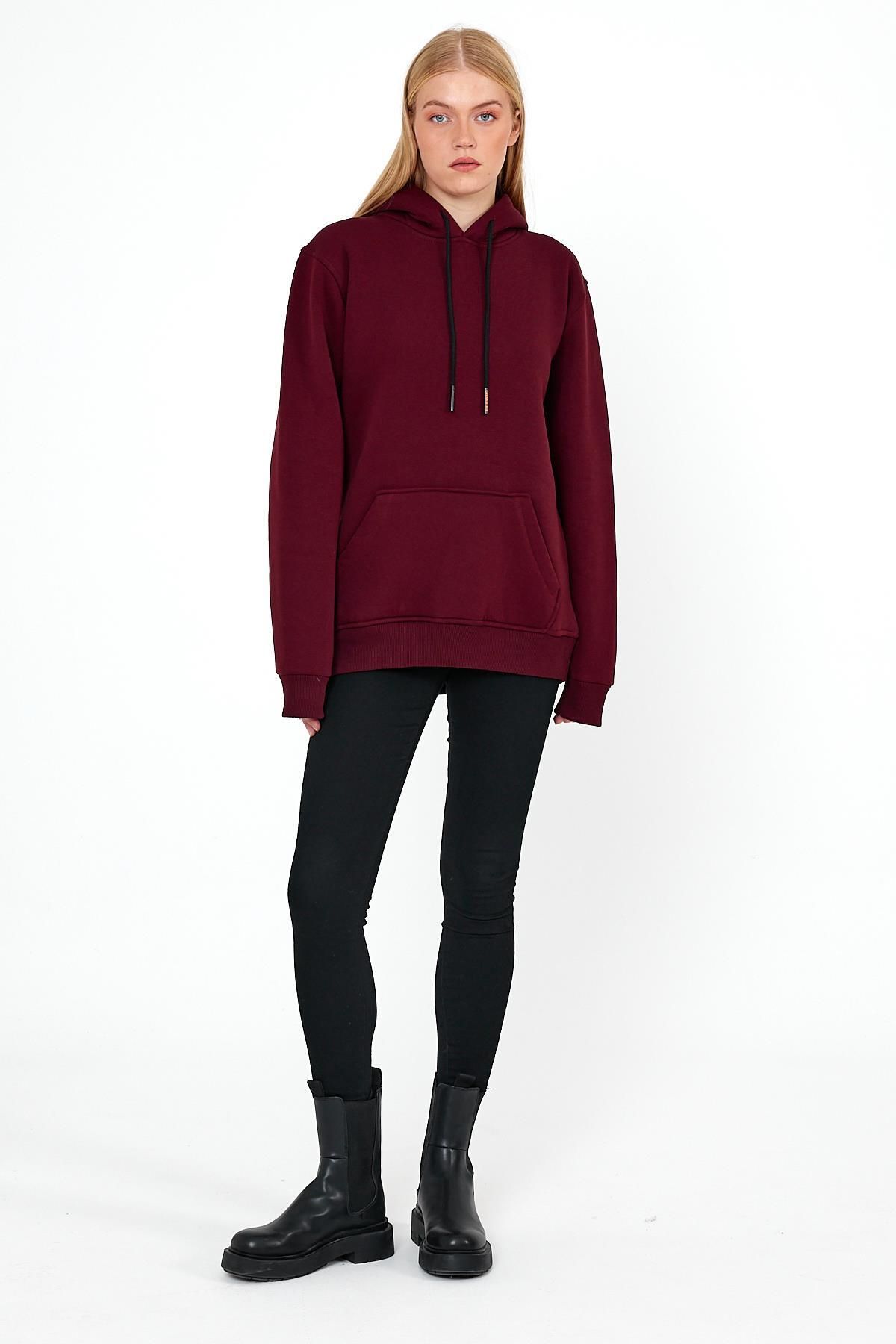 Dark red hoodie women's deals