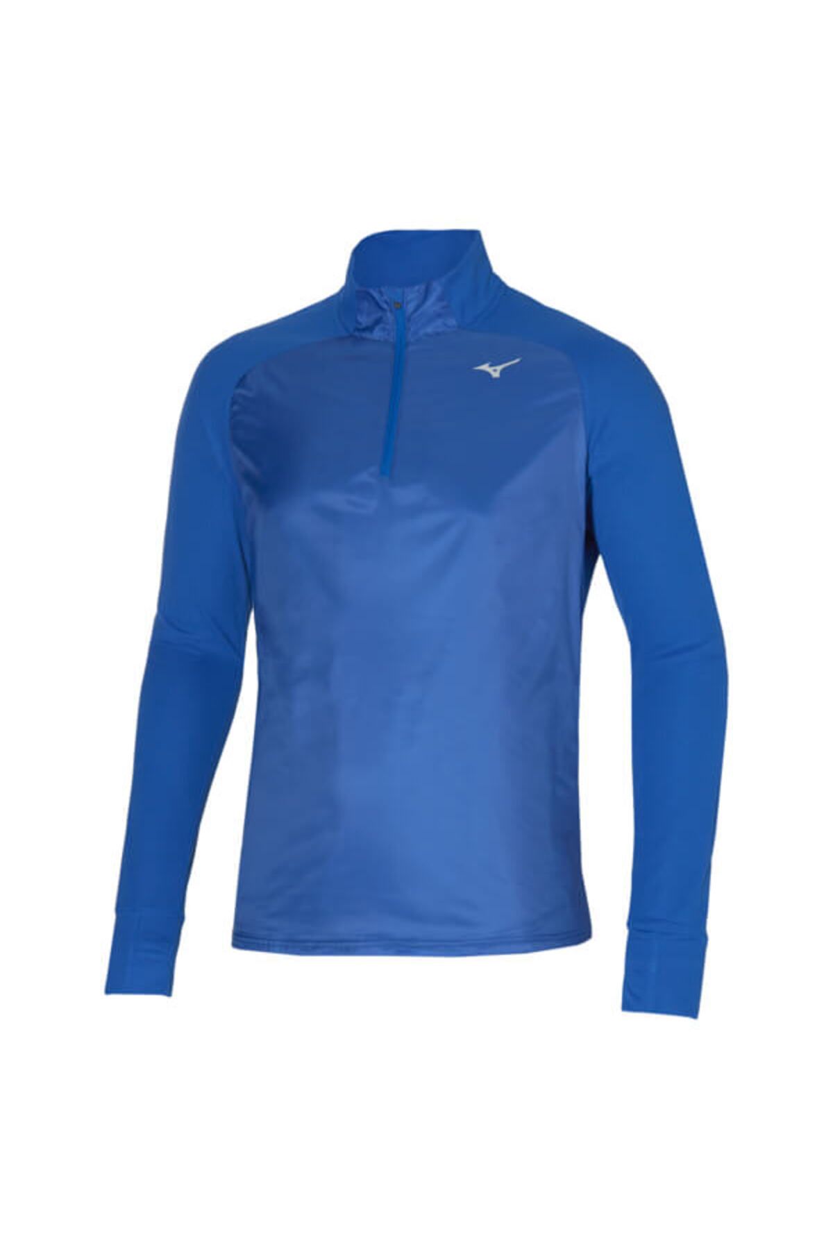 Mizuno Hybrid Erkek Uzun Kollu Yar m Fermuarl Sweatshirt Mavi