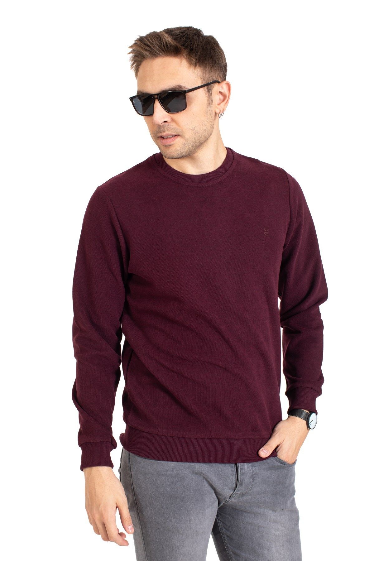 Mutlu City Hanorac Pentru Bărbați, Bumbac, Thessaloniki, Cu Guler Rotund, -visiniu Masculin - 2XL