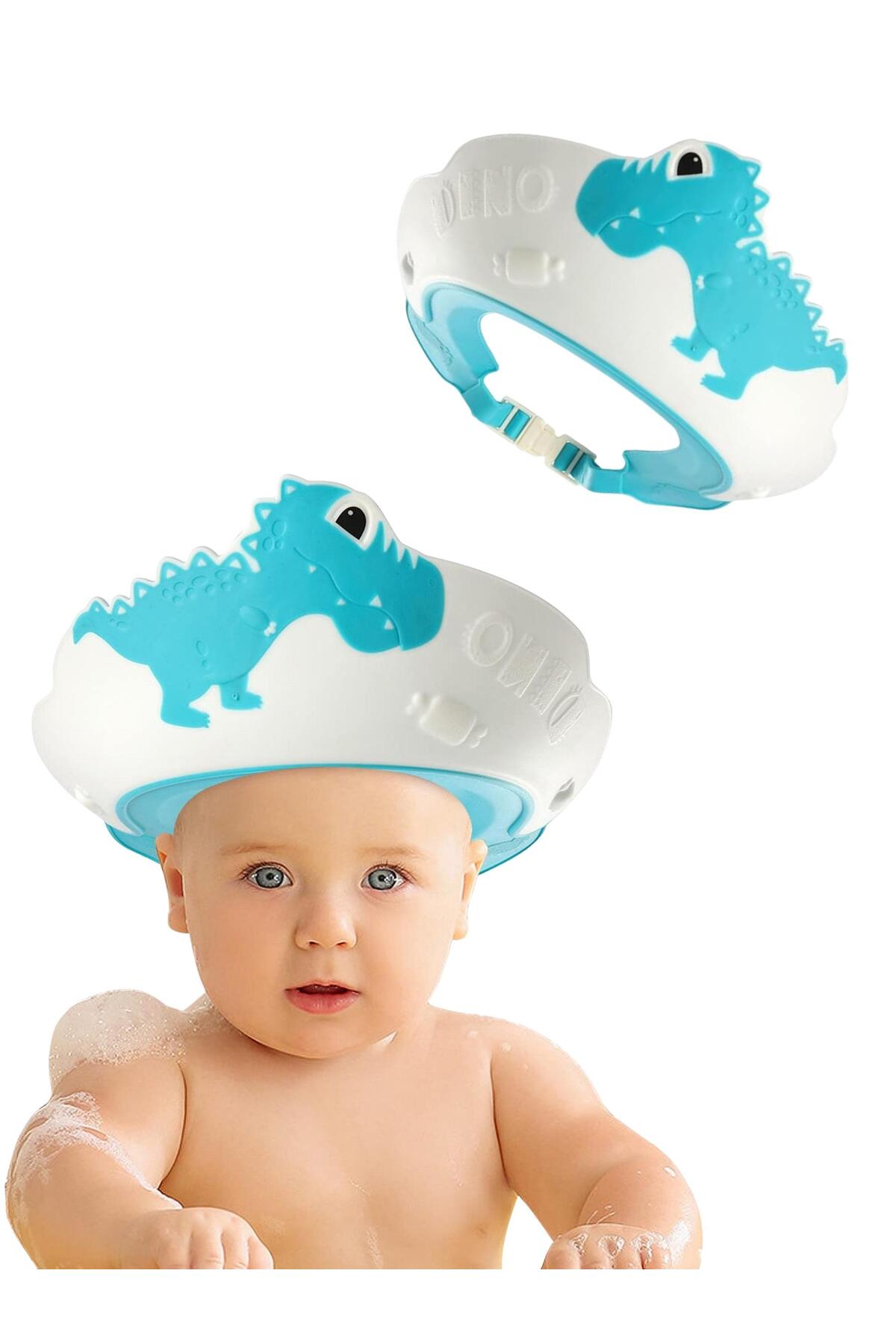 MooieBaby's Dino Banyo Şapkası , Slikon Çocuk Duş Tacı , Sevimli Dinazor , Ayarlanabilir Tasarım, 6ay-9yaş
