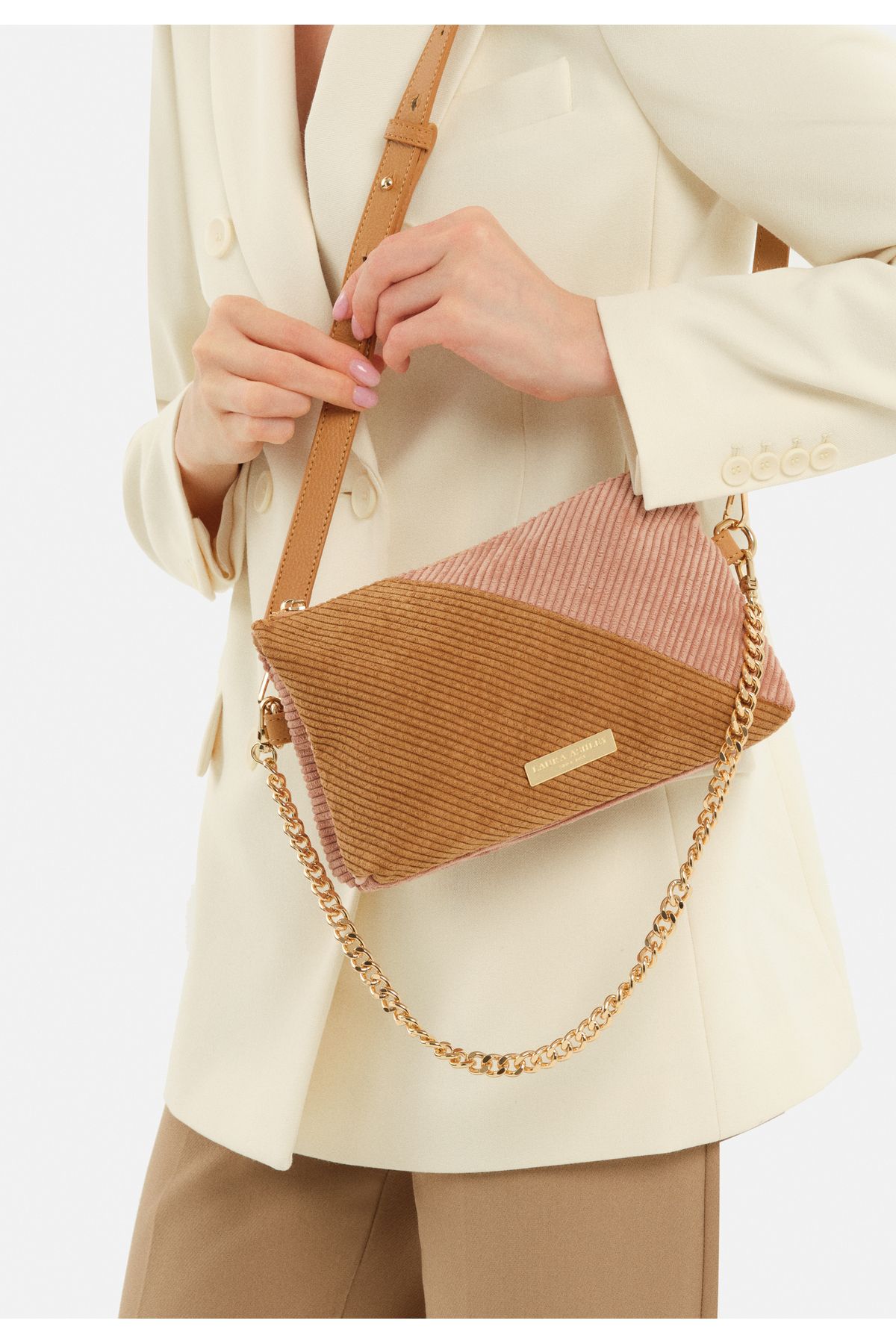 Laura Ashley Tan Pink Large Size Shopping Bag