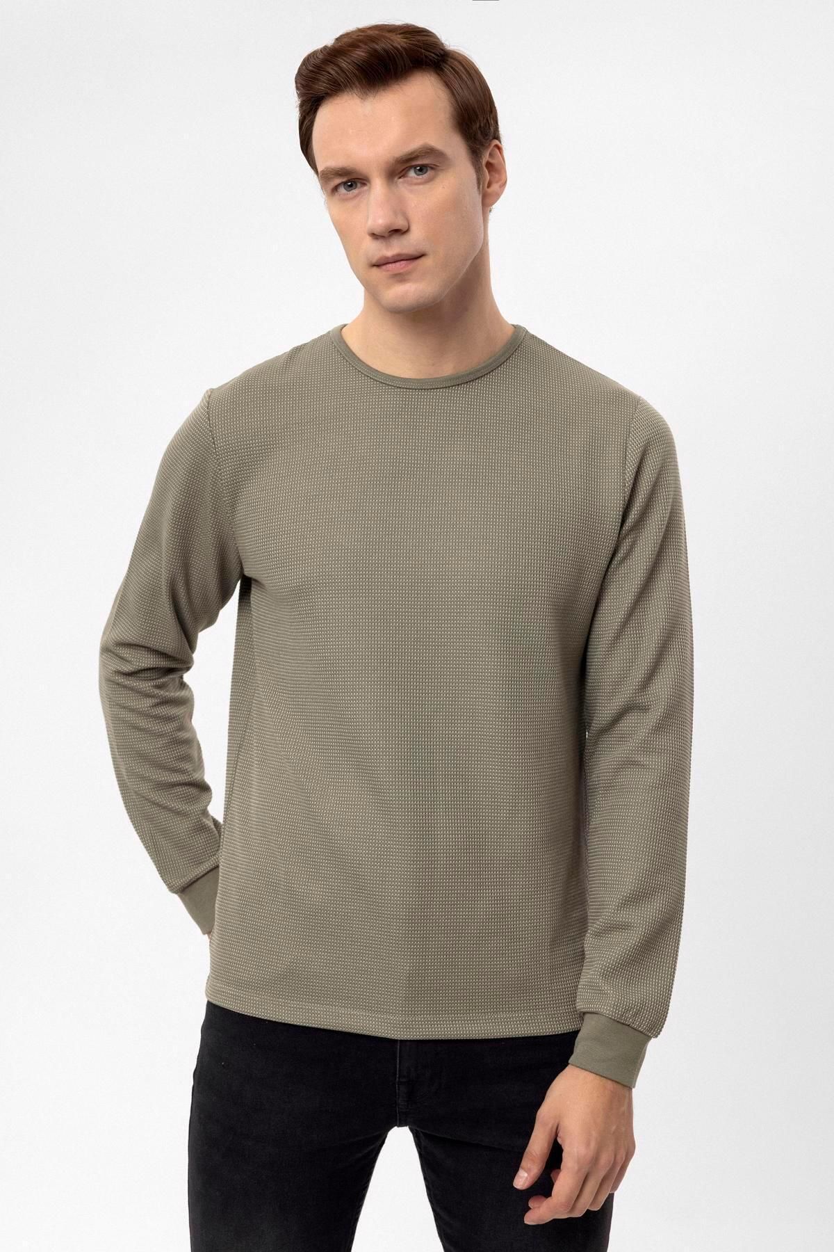 O Sweatshirt Dobby قالب باریک گردن SÜVARİ