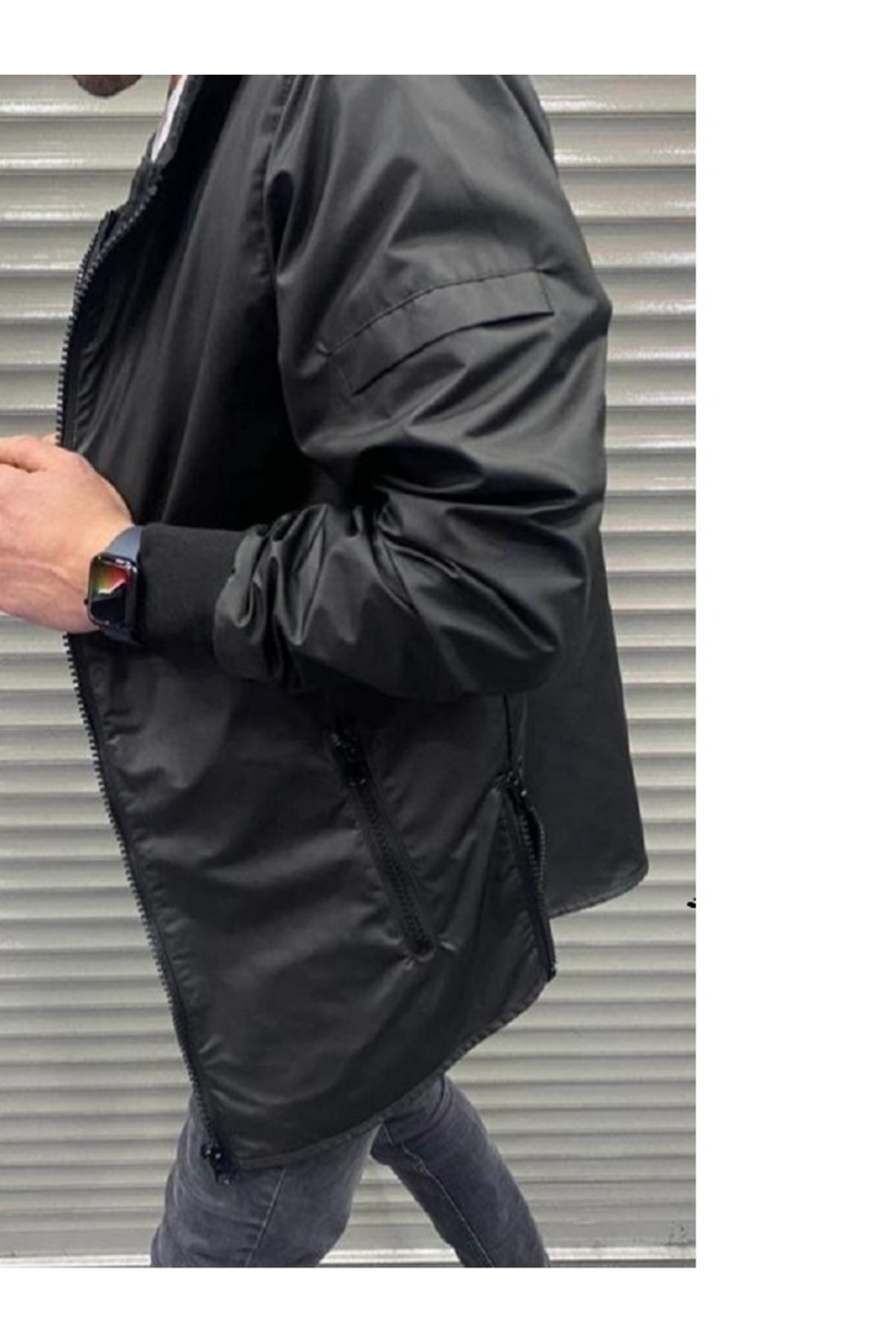 erkek kapüşonlu waterproof raincoat regular men;s jacket yağmurluk mont — مشکی 001002üçrenk — تصویر 2 از 2