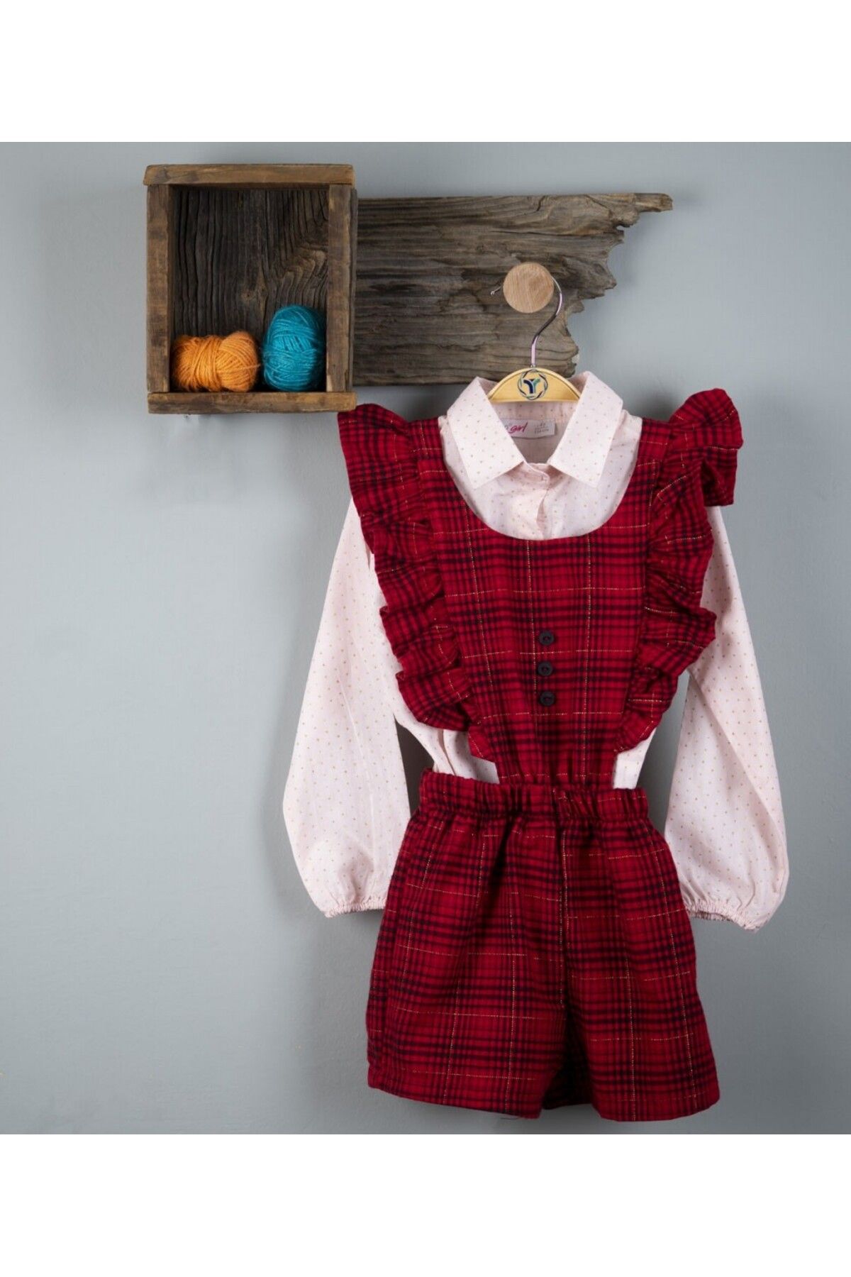 DIDuStore Girl s Classic Red Plaid Gilet and Lace Jumpsuit and