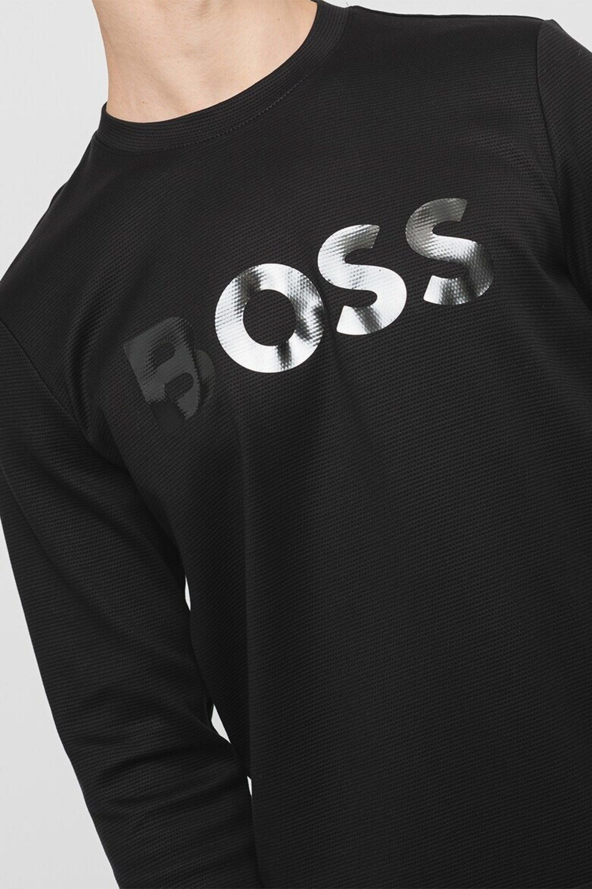 Boss Men's Brand Logo Round Neck Long Sleeve Black Sweatshirt 50501198-001  - Trendyol