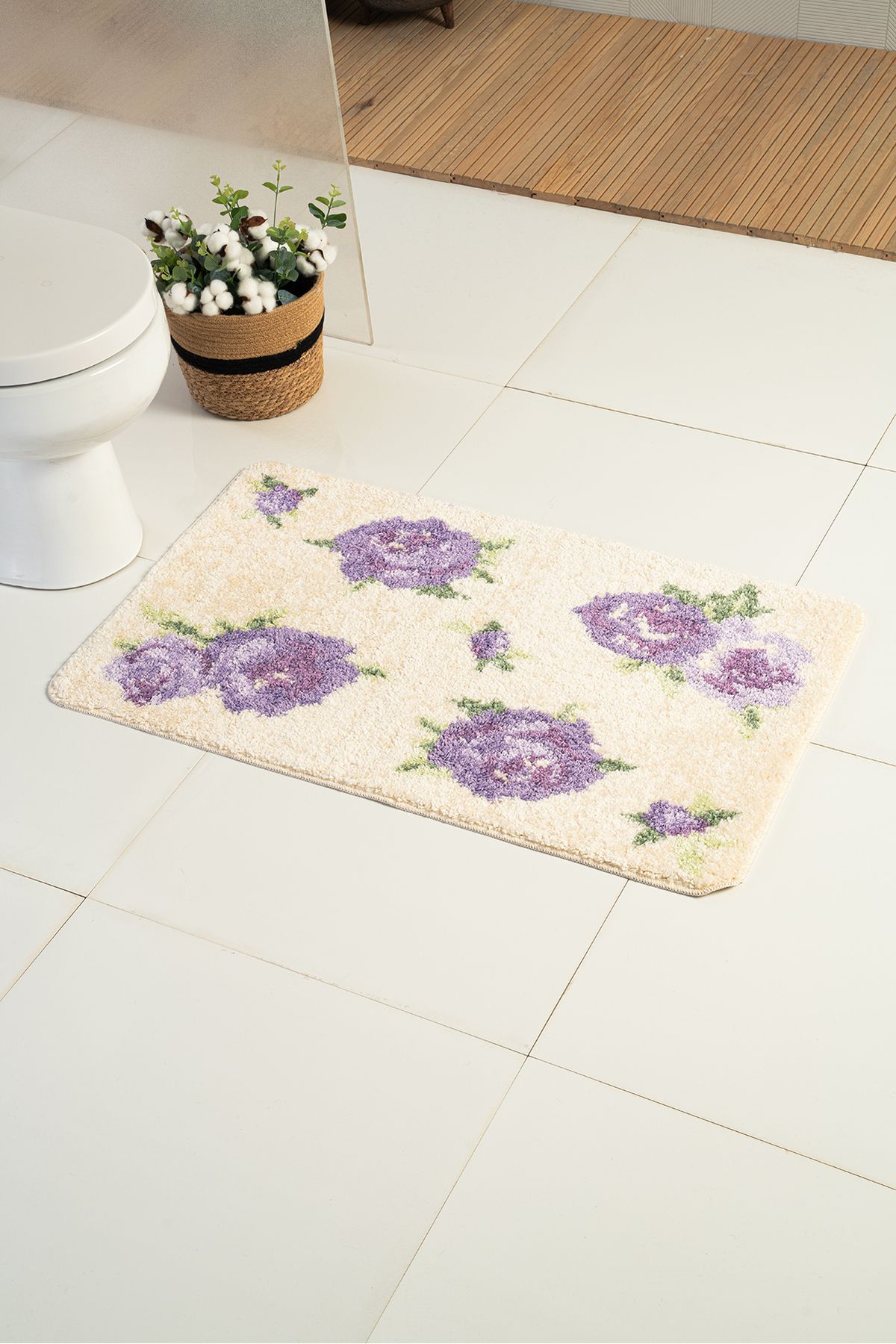 VONALDI HOME-Σετ τουαλέτας Lila Roses Tuft 2 τεμαχίων 2