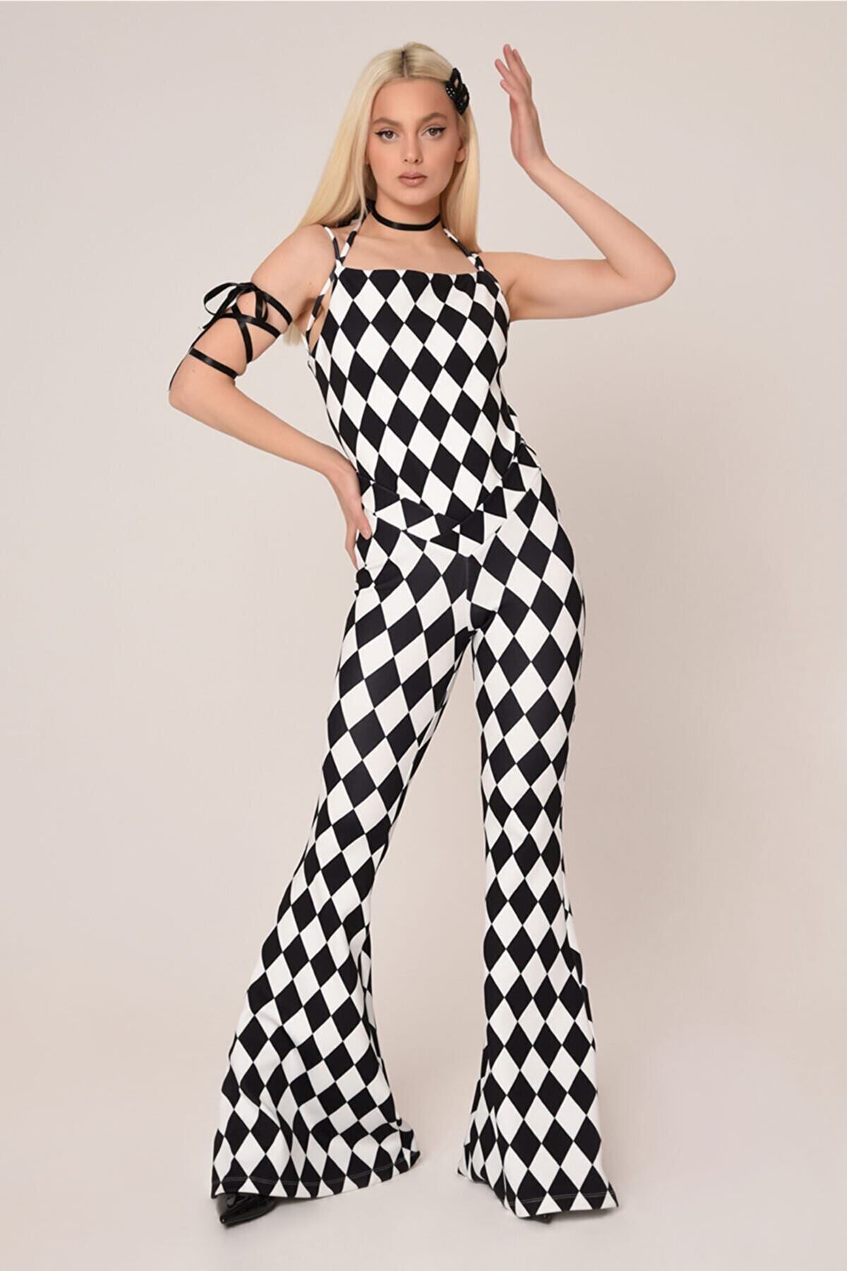 Black and white plaid jumpsuit online