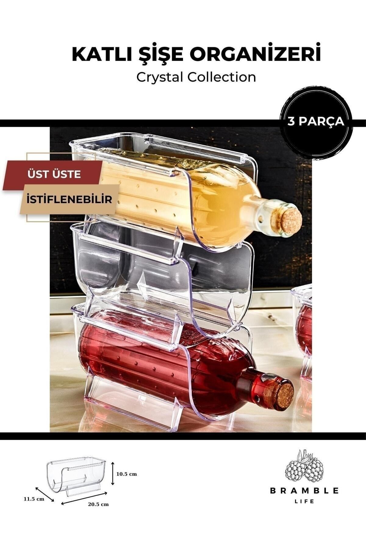 BRAMBLE LIFE-Organizator de sticle transparent stivuibil cu straturi Organizator de băuturi 3 bucăți - Colecția Crystal 2