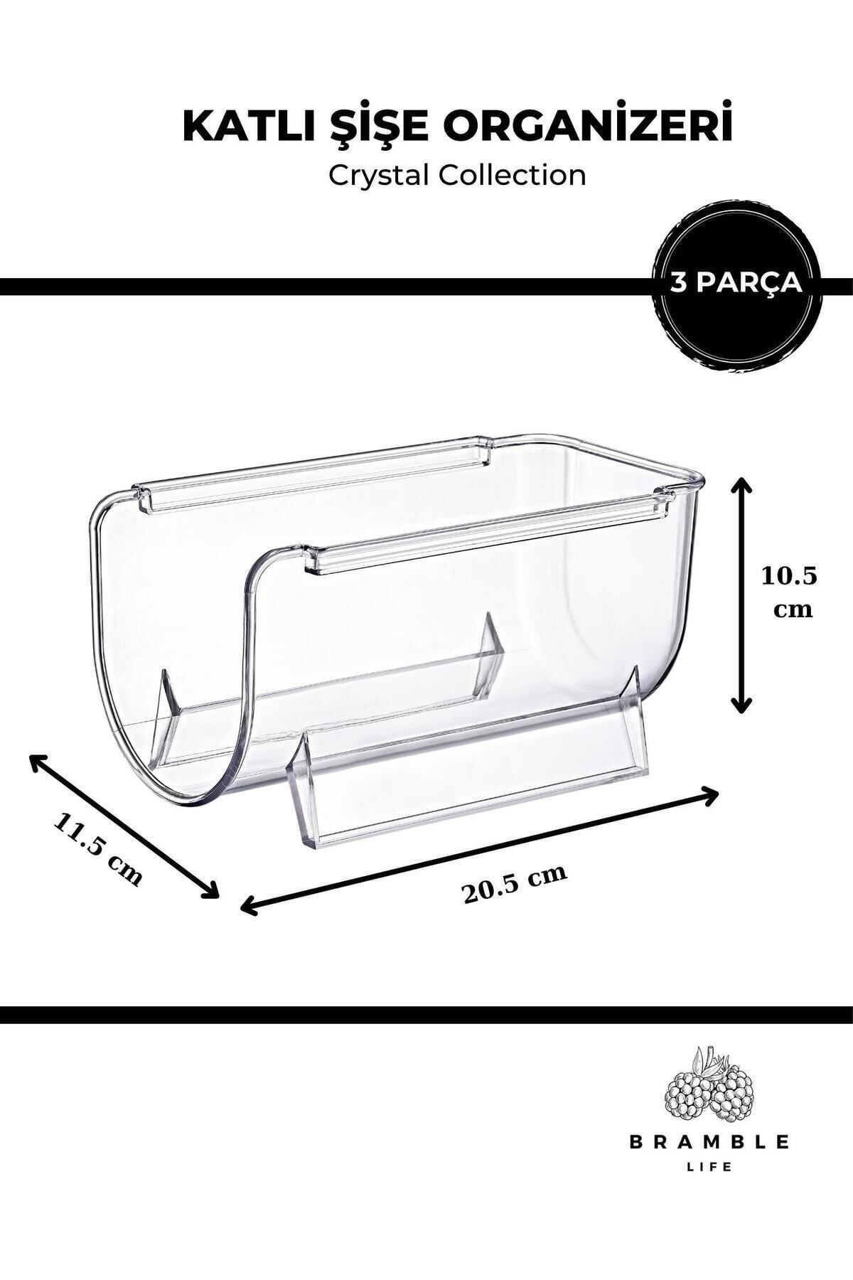 BRAMBLE LIFE-Organizator de sticle transparent stivuibil cu straturi Organizator de băuturi 3 bucăți - Colecția Crystal 4