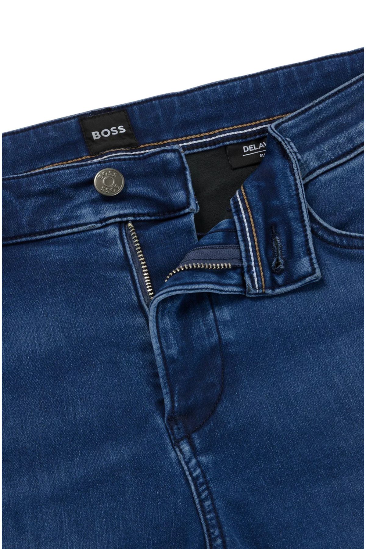 BOSS لوگوی مارک مردانه شلوار جین آبی معمولی نخی با تناسب 50501670-425