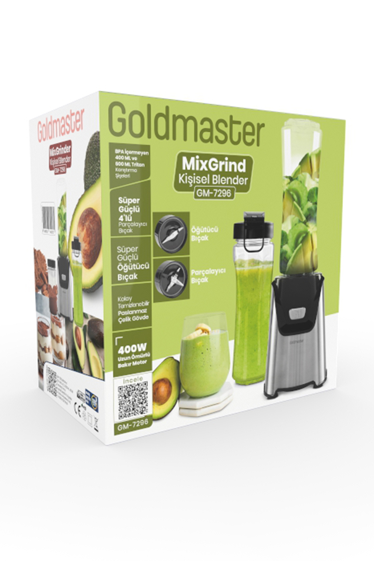 GoldMaster Mixgrind 2in1 Paslanmaz Çelik Bıçaklı Kişisel Smoothie